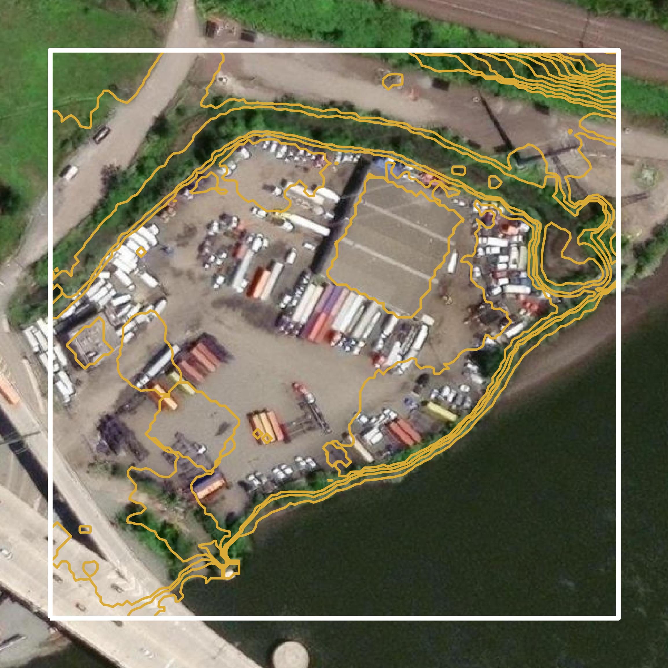 This image shows a contour map in Hudson County created using GIS data in Equator.