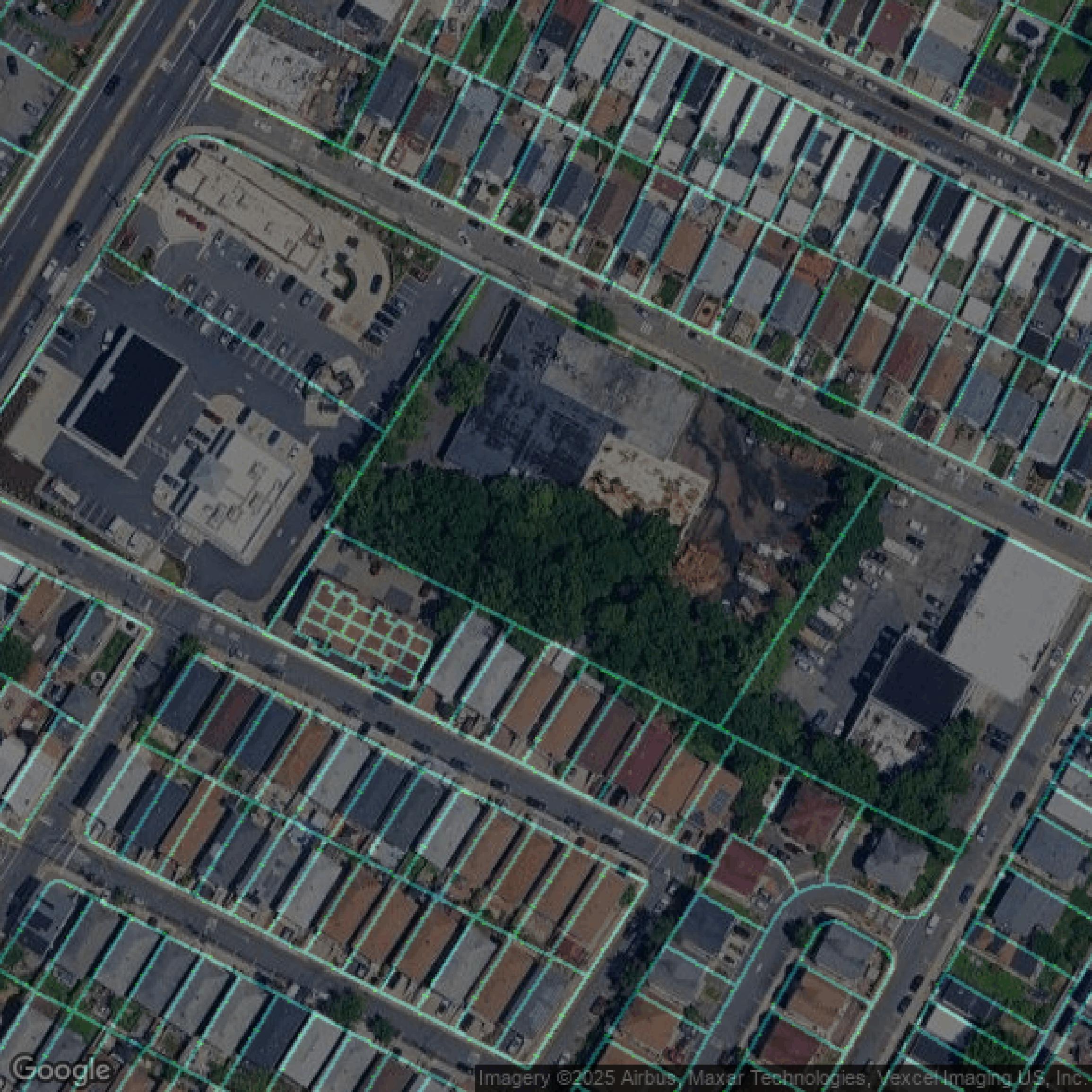 This image shows parcel and building data in Hudson County created using GIS data in Equator.