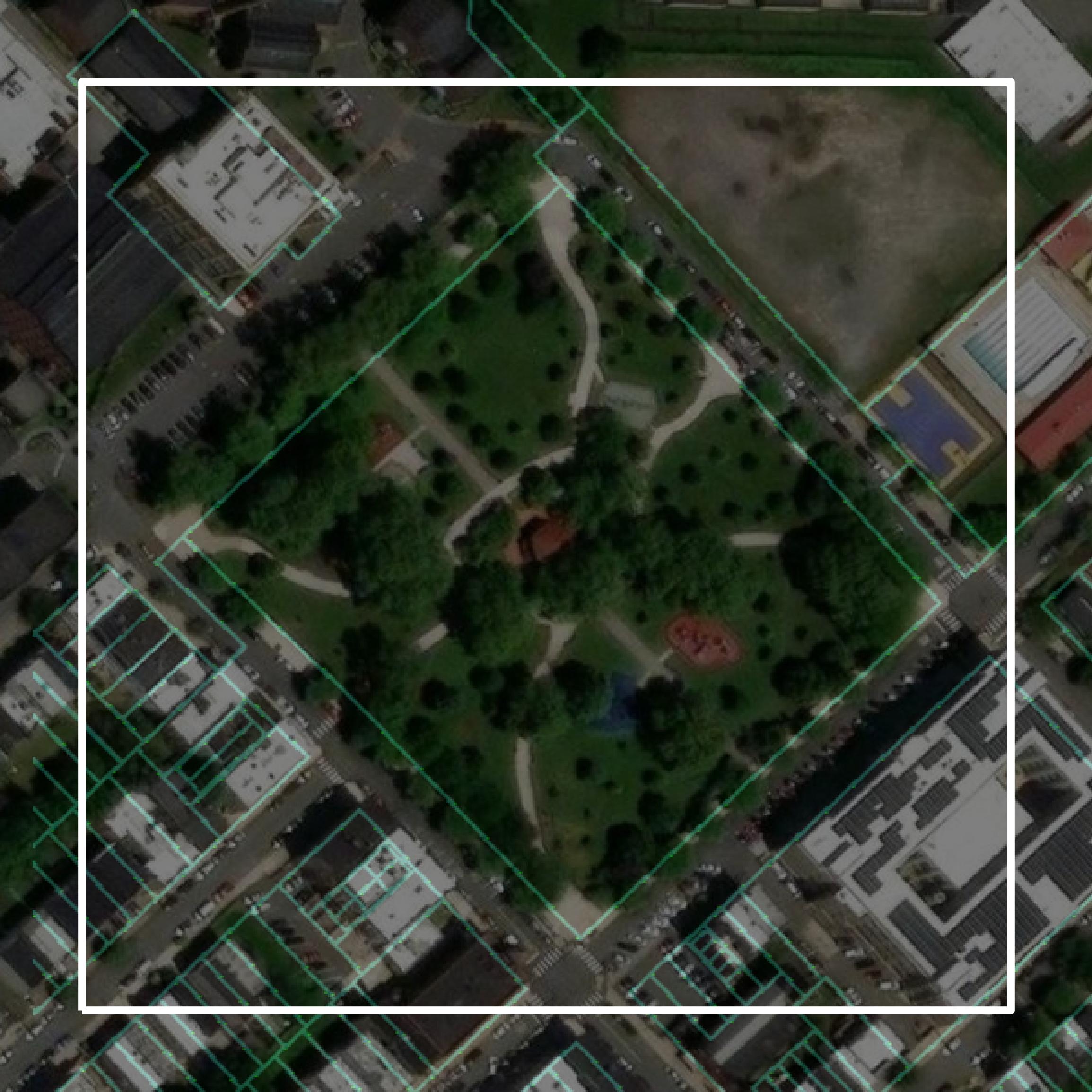 This image shows parcel and building data in Hudson County created using GIS data in Equator.
