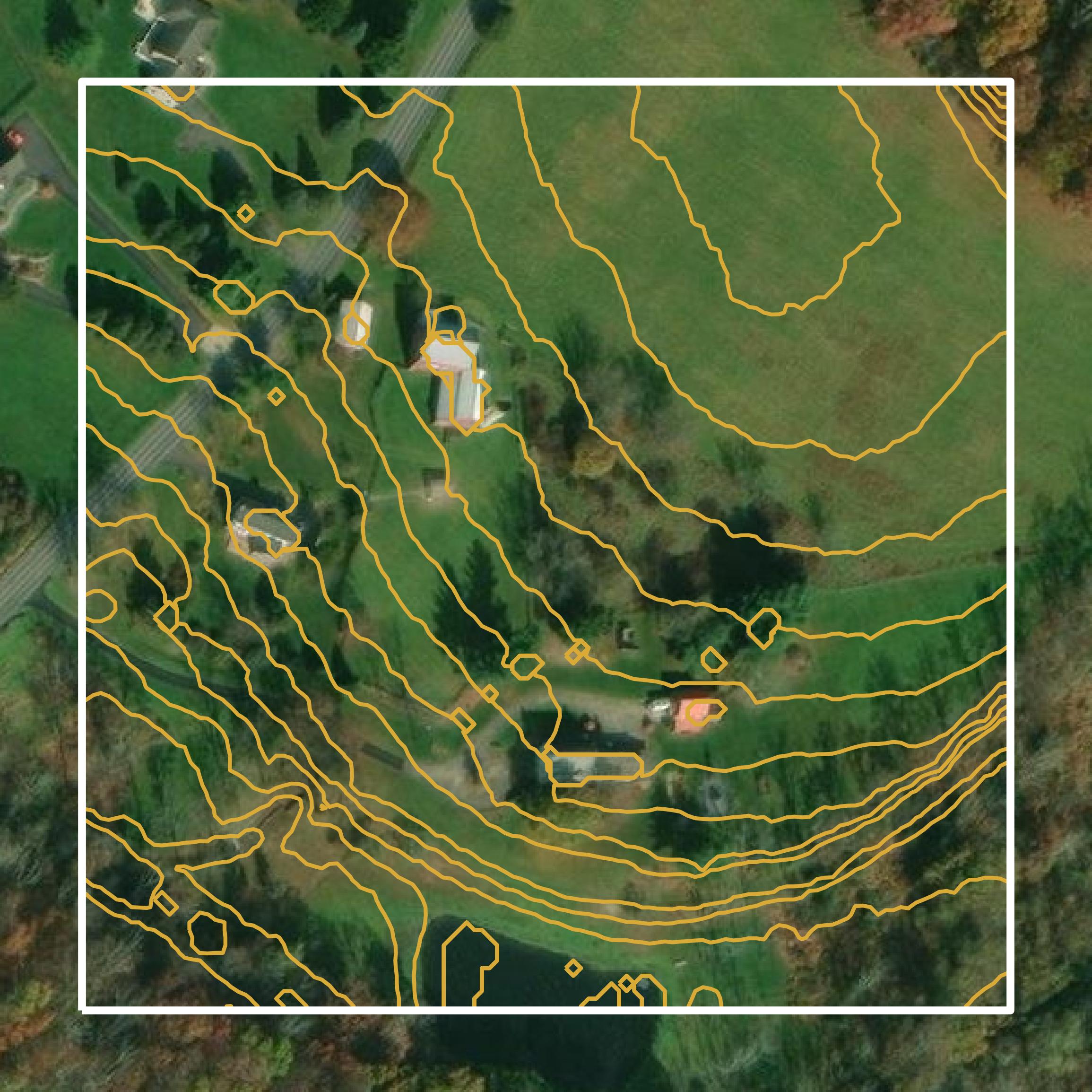 This image shows a contour map in Hunterdon County created using GIS data in Equator.