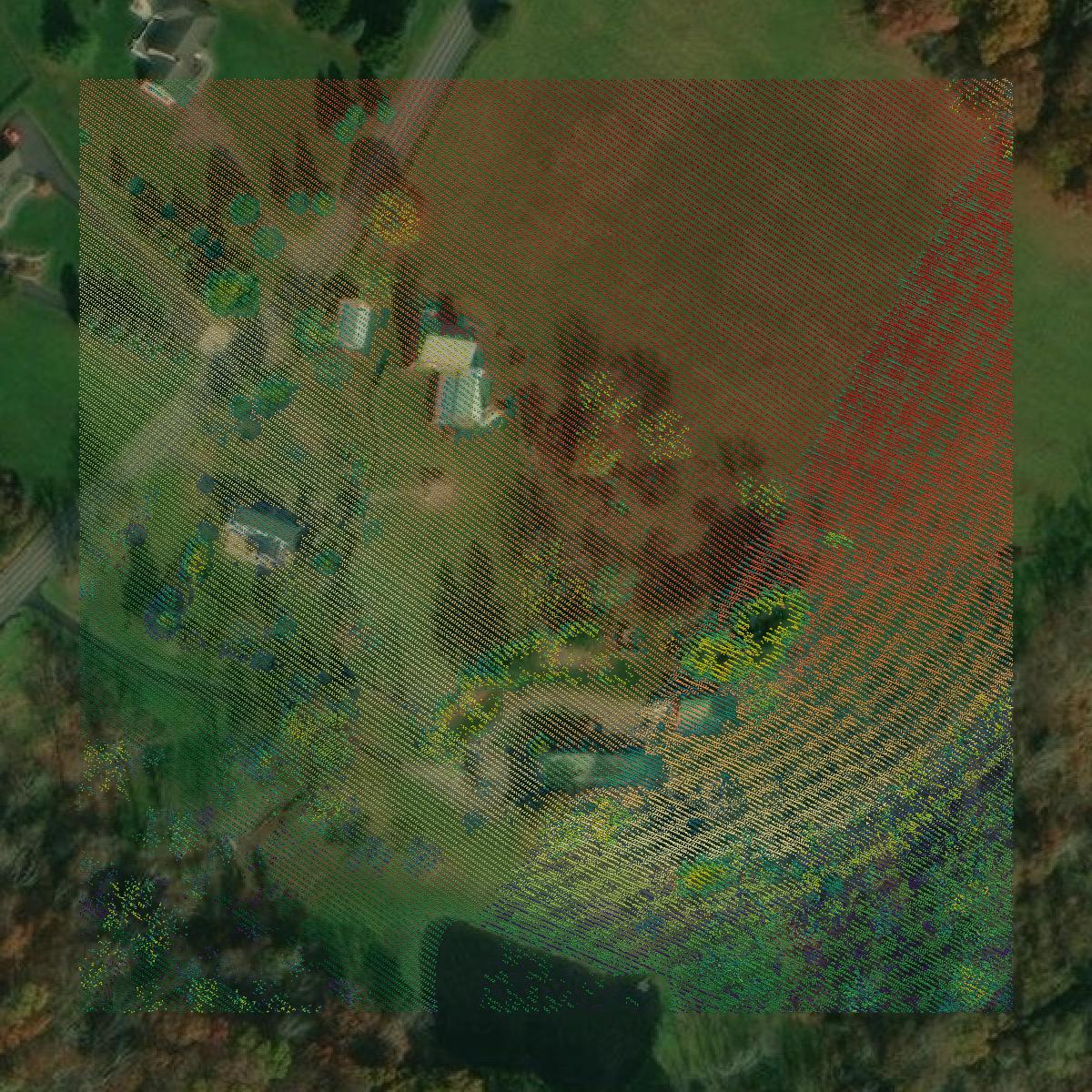 This image shows a LiDAR point cloud in Hunterdon County created using GIS data in Equator.