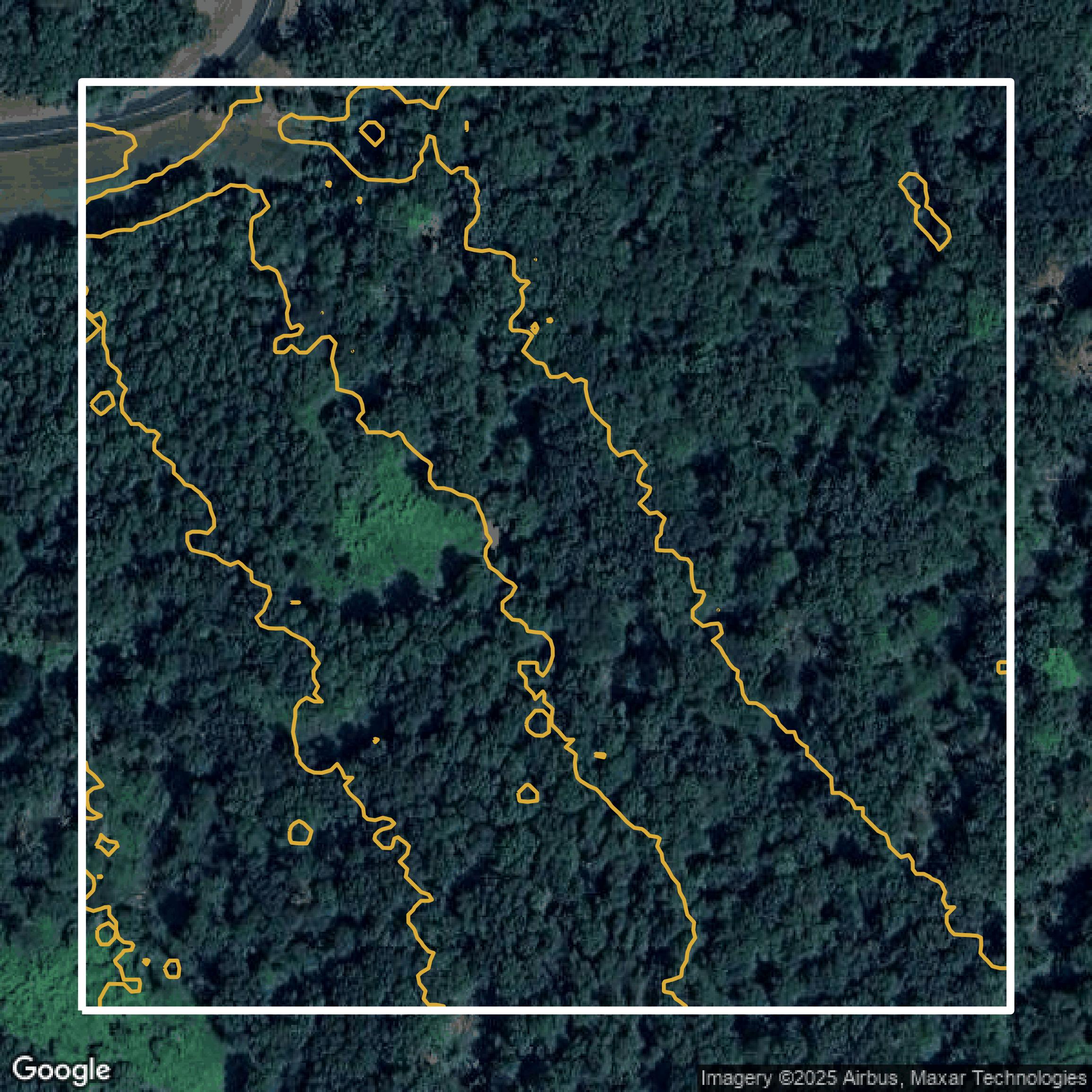 This image shows a contour map in Middlesex County created using GIS data in Equator.