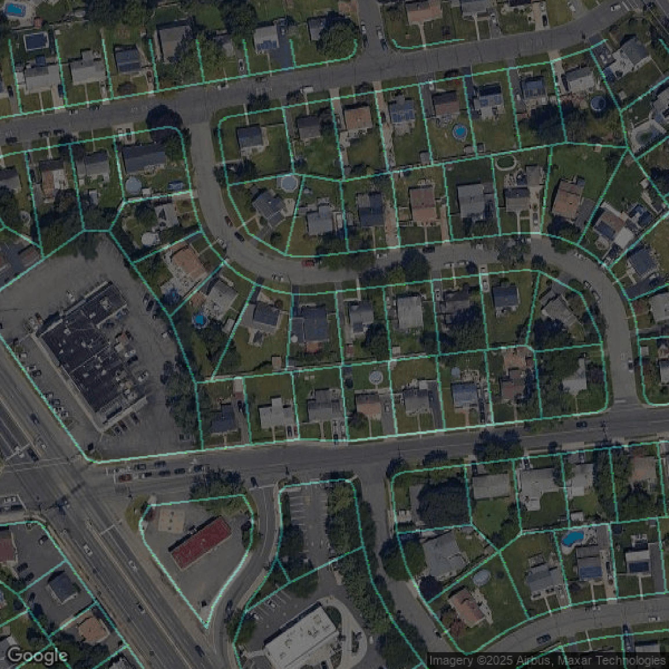 This image shows parcel data in Middlesex County created using GIS data in Equator.