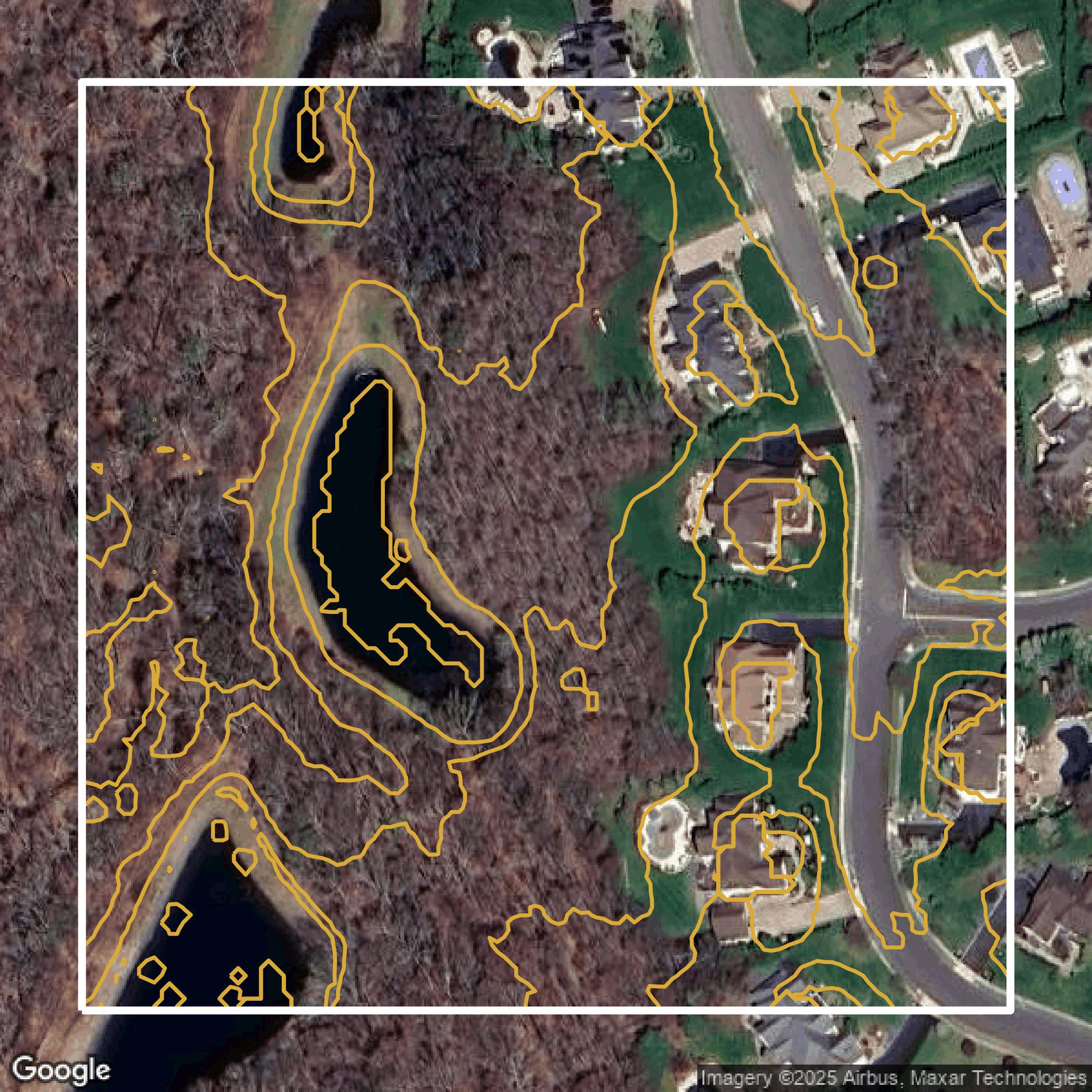 This image shows a contour map in Monmouth County created using GIS data in Equator.
