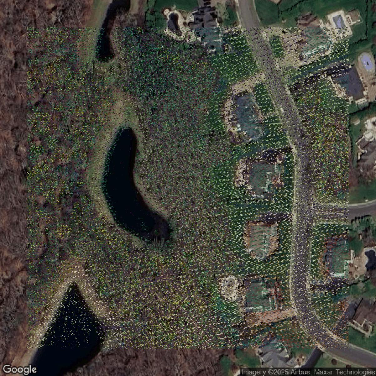 This image shows a LiDAR point cloud in Monmouth County created using GIS data in Equator.