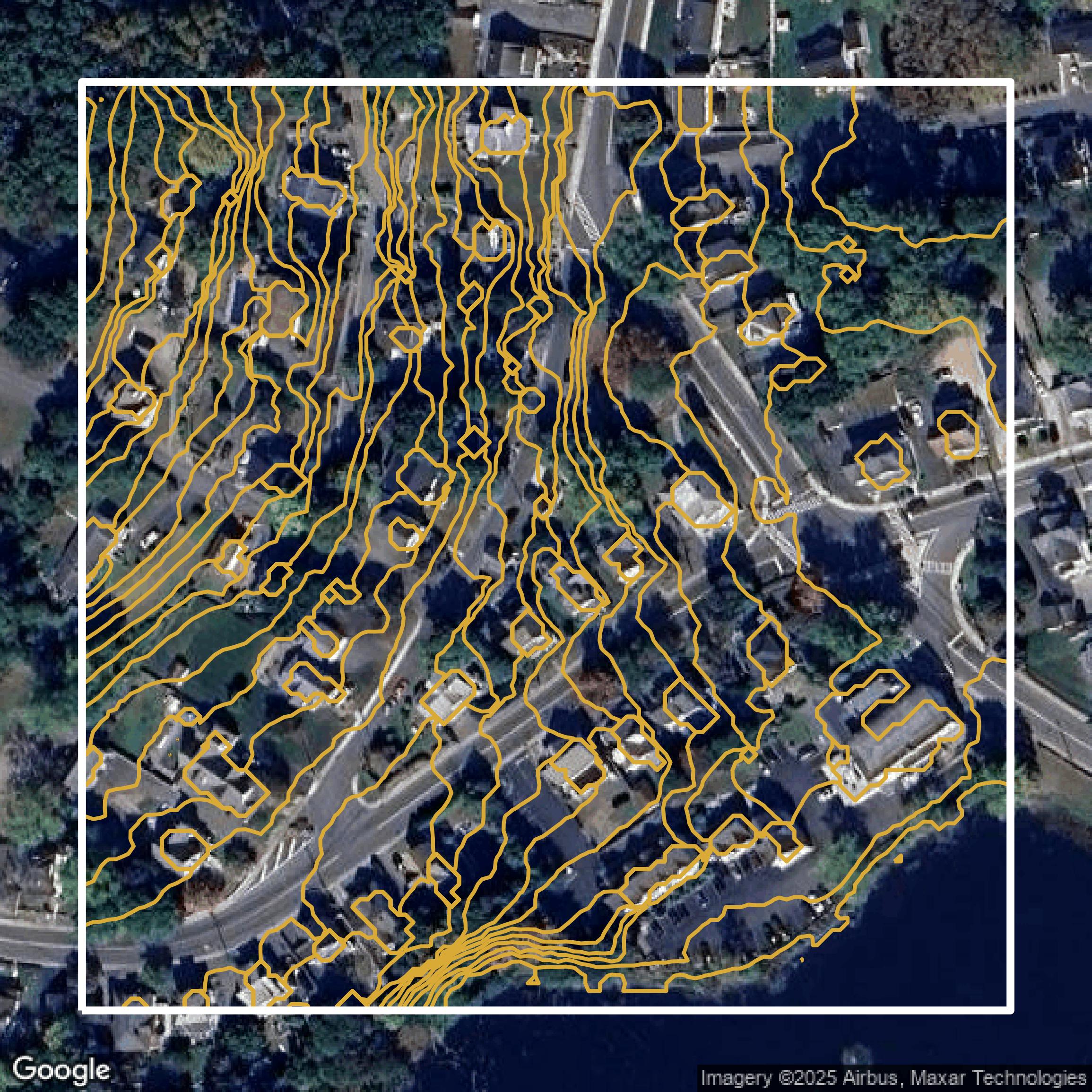 This image shows a contour map in Morris County created using GIS data in Equator.
