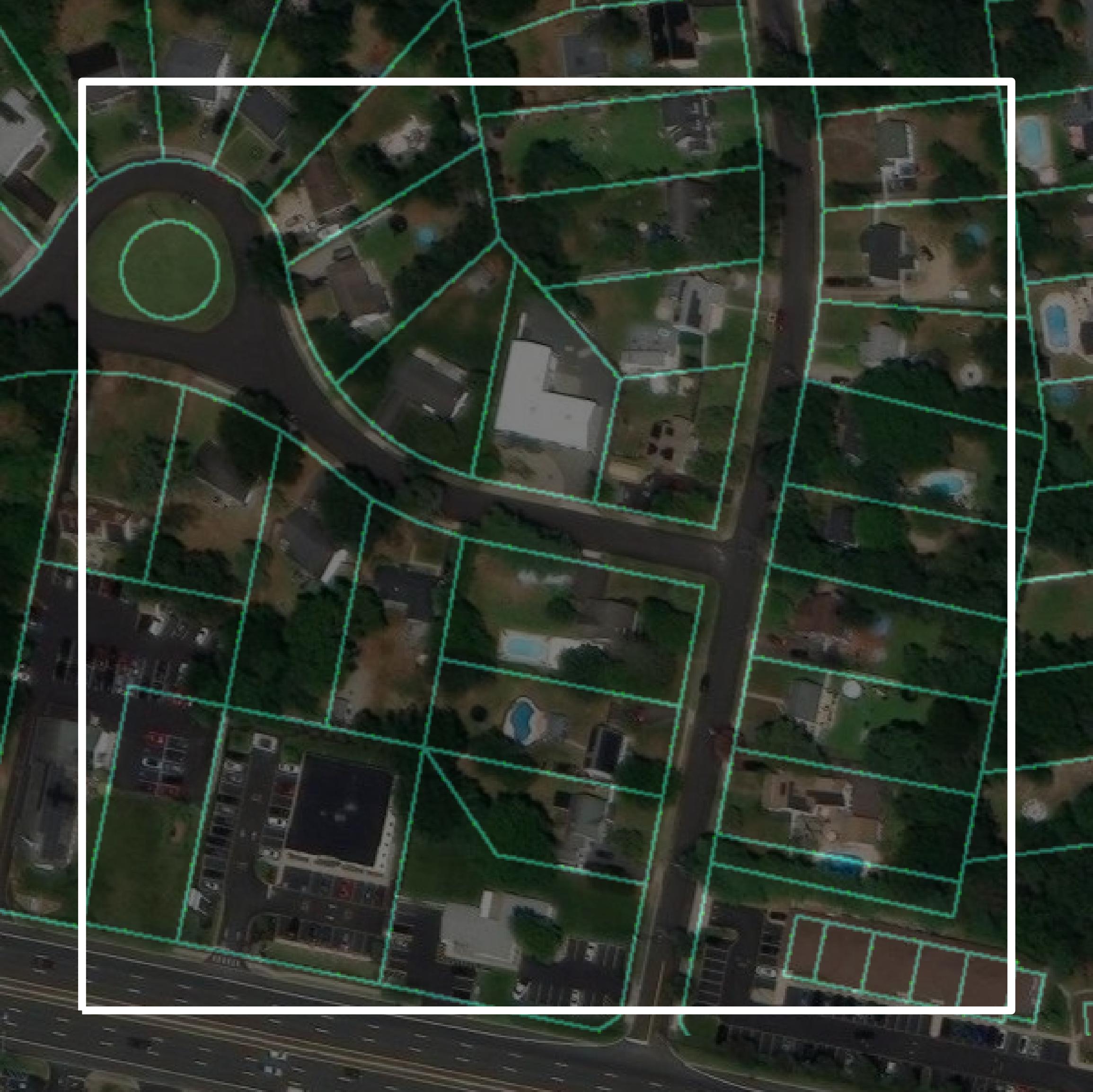 This image shows parcel and building data in Ocean County created using GIS data in Equator.