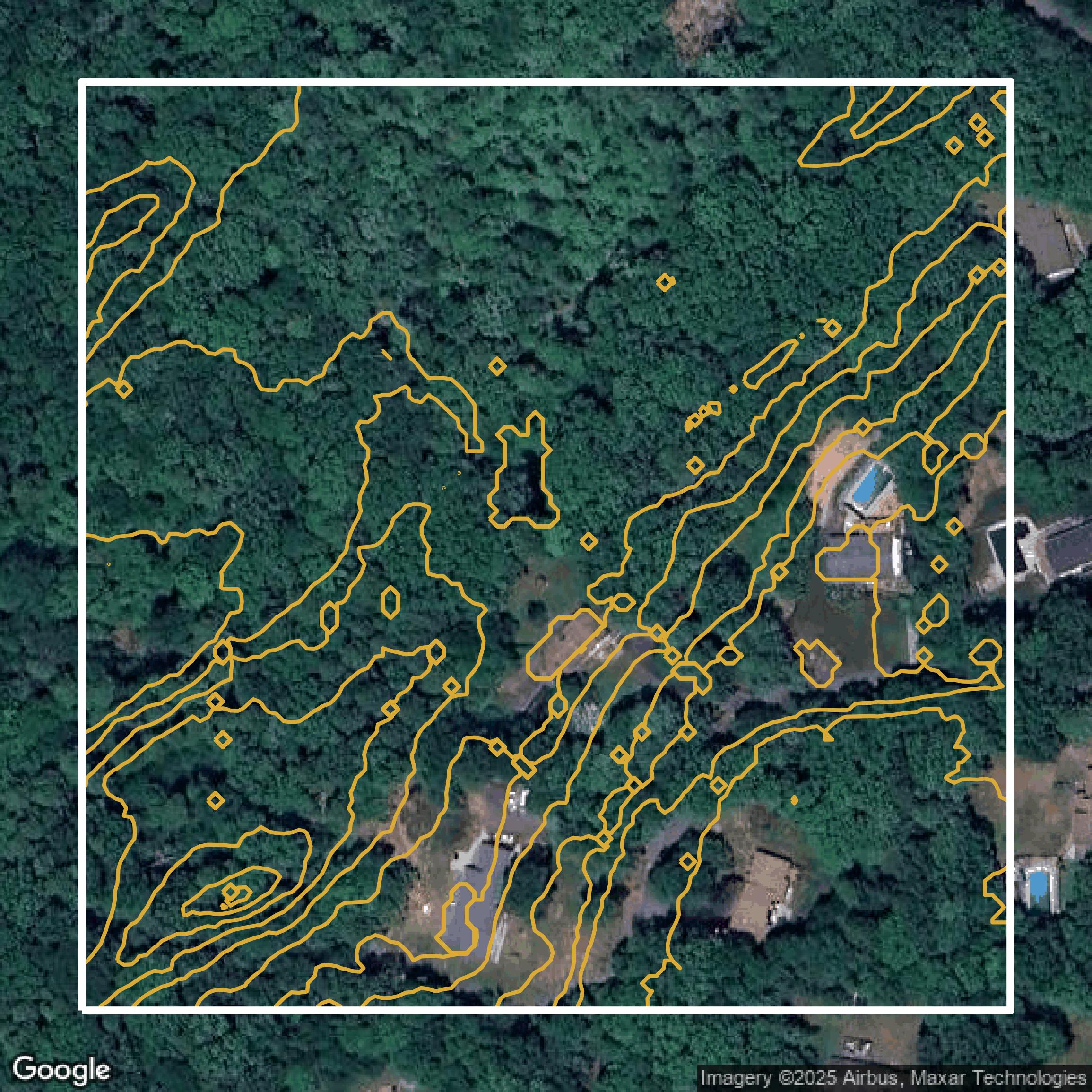 This image shows a contour map in Passaic County created using GIS data in Equator.