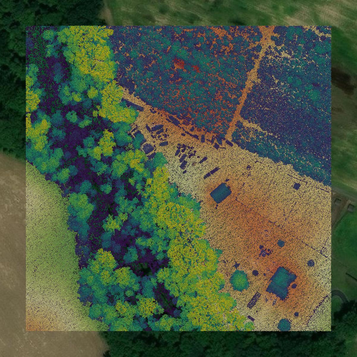 This image shows a LiDAR point cloud in Salem County created using GIS data in Equator.