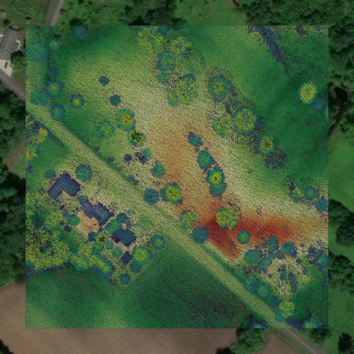 This image shows a LiDAR point cloud in Salem County created using GIS data in Equator.