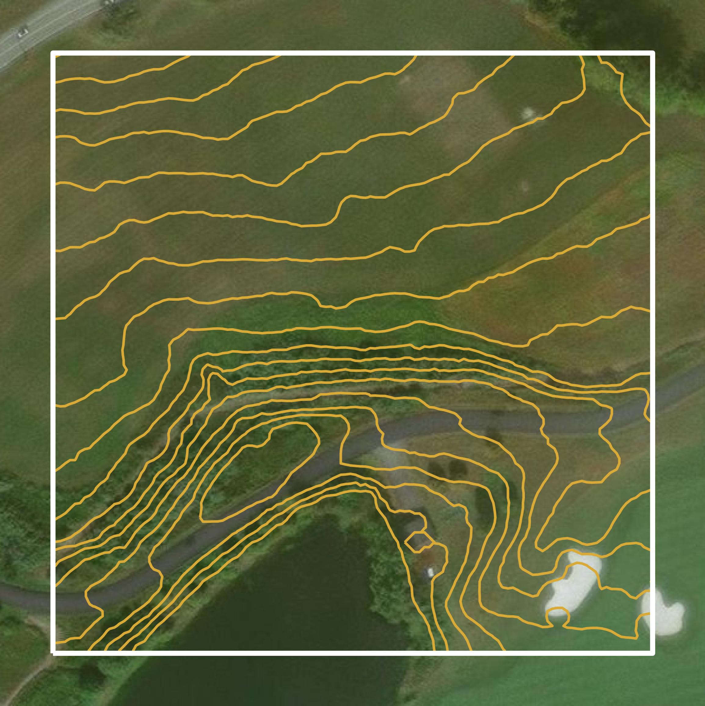 This image shows a contour map in Sussex County created using GIS data in Equator.