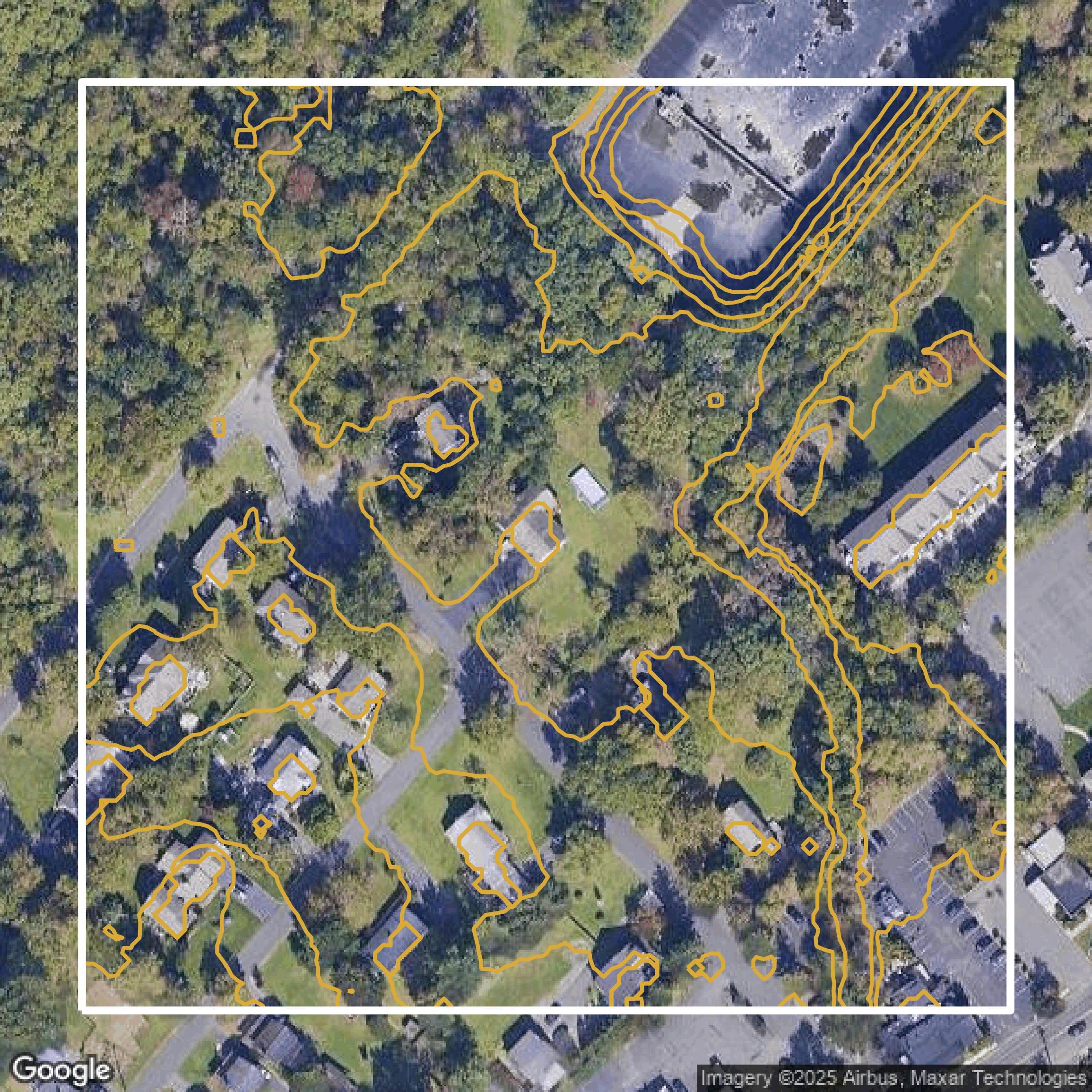 This image shows a contour map in Union County created using GIS data in Equator.