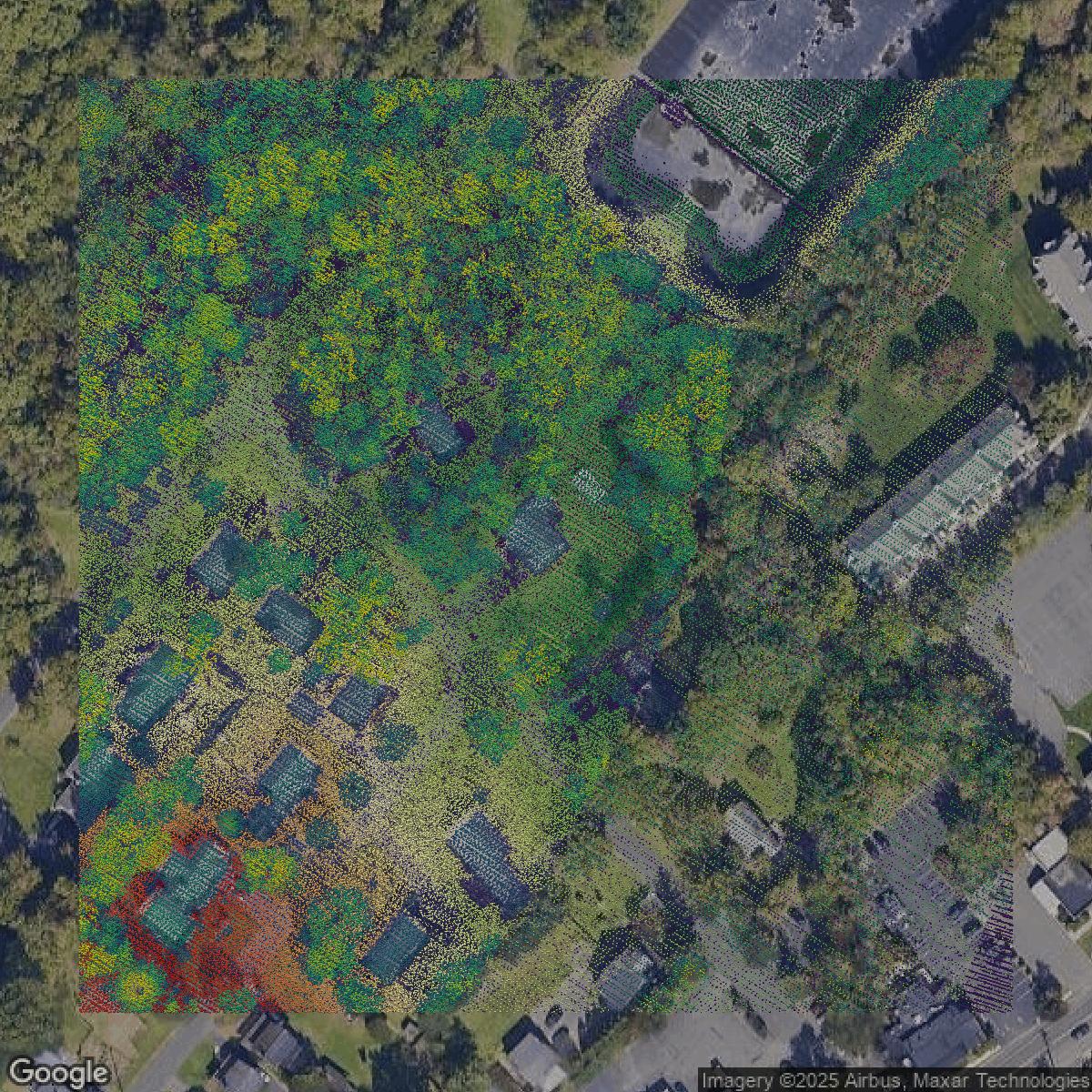 This image shows a LiDAR point cloud in Union County created using GIS data in Equator.
