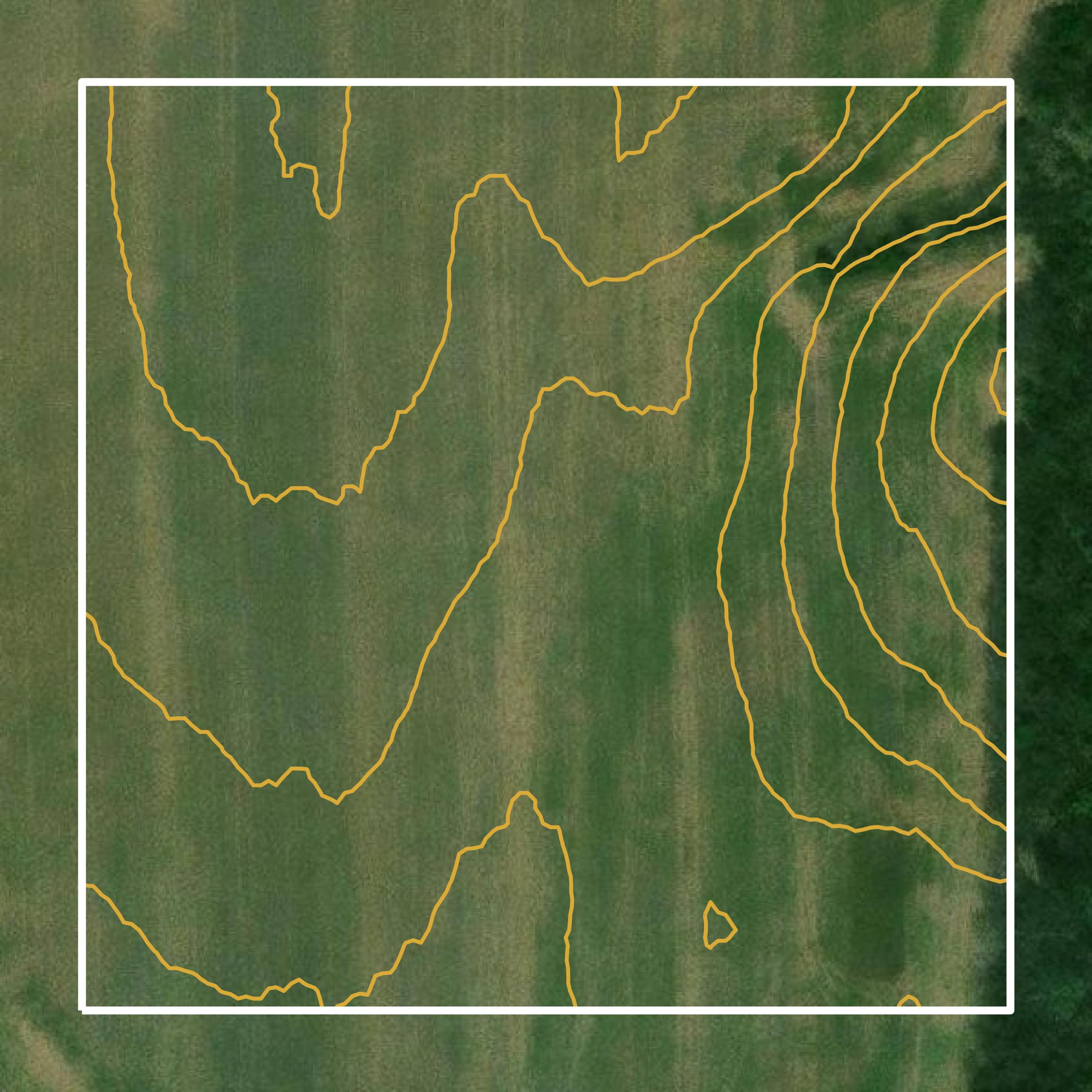 This image shows a contour map in Warren County created using GIS data in Equator.