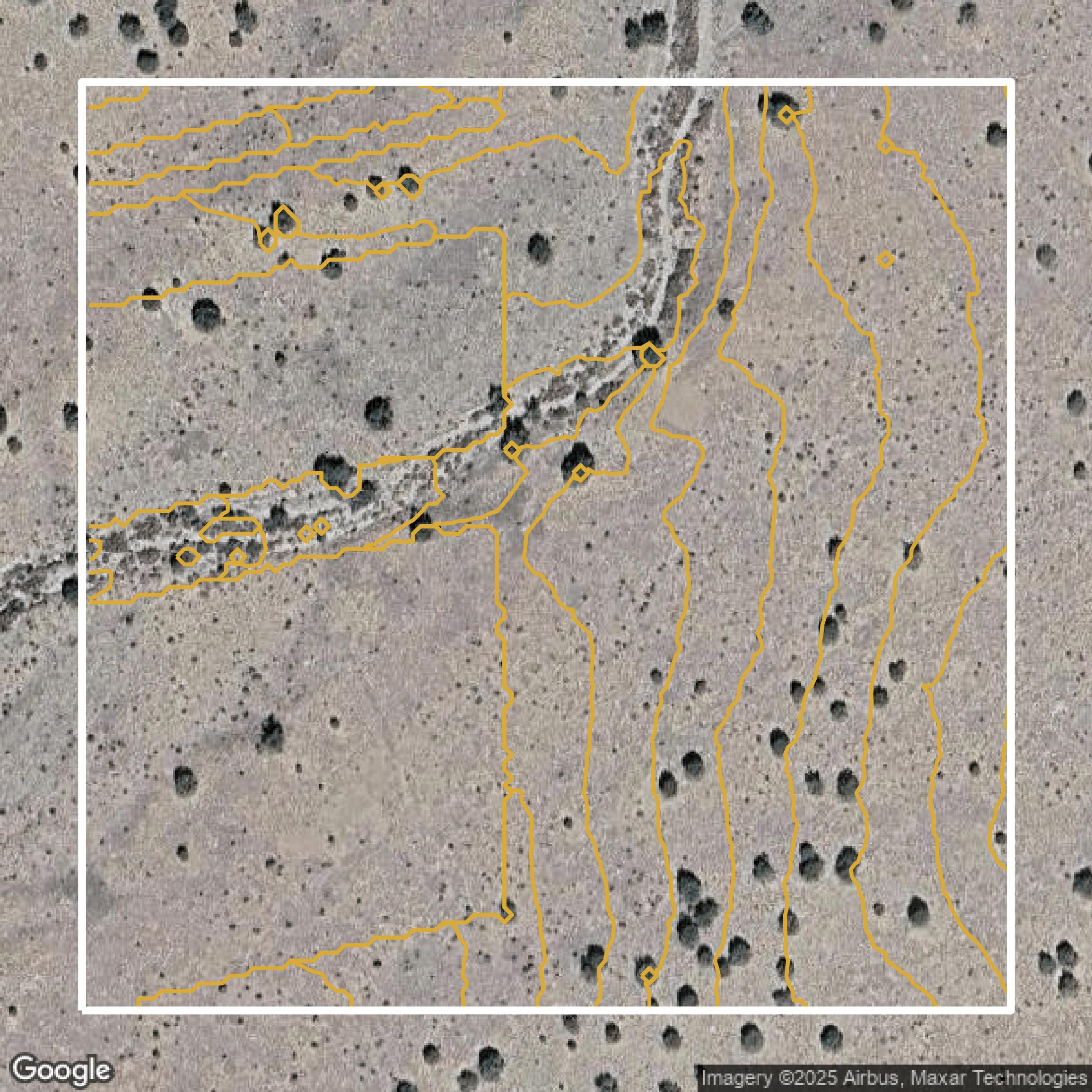 This image shows a contour map in Bernalillo County created using GIS data in Equator.