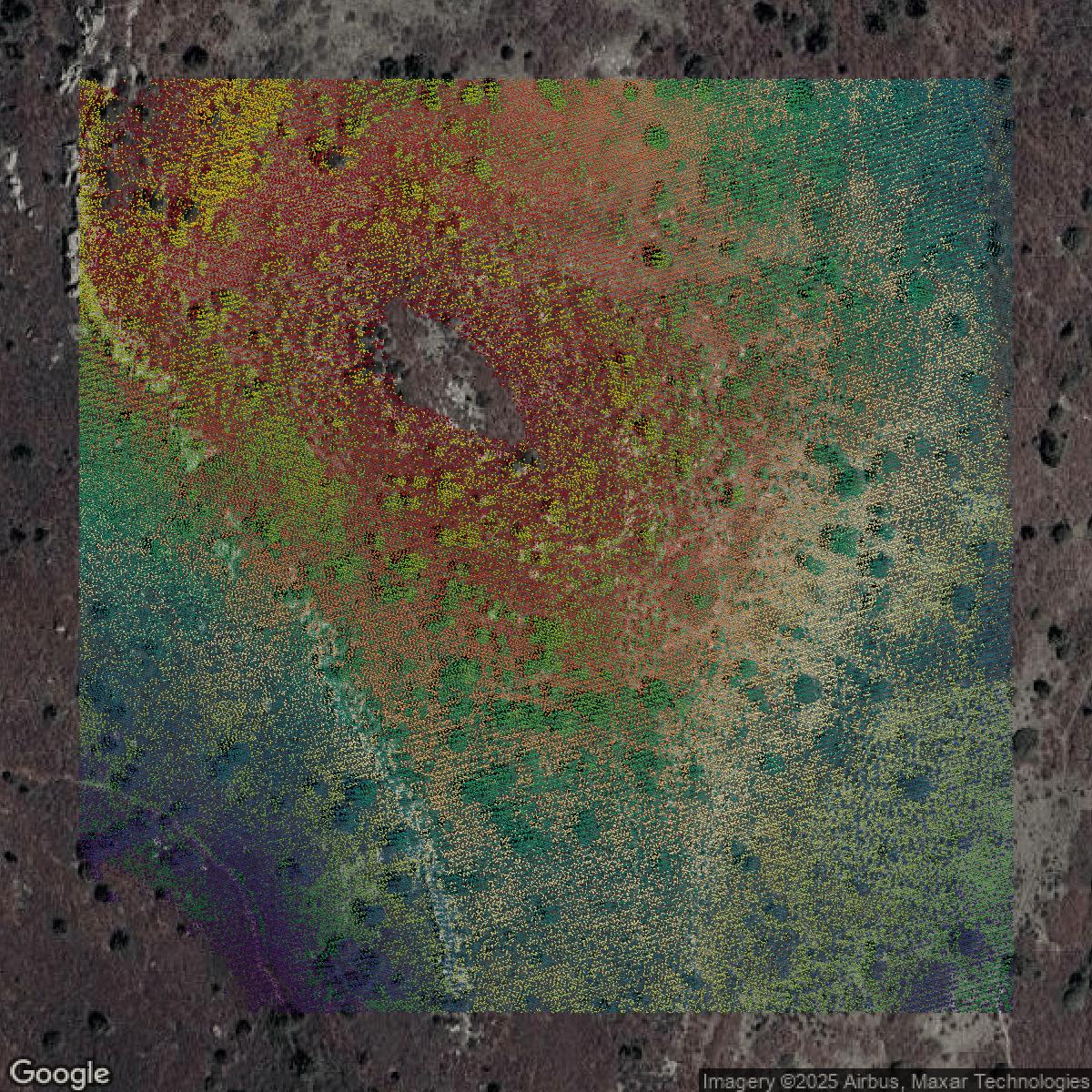 This image shows a LiDAR point cloud in Bernalillo County created using GIS data in Equator.