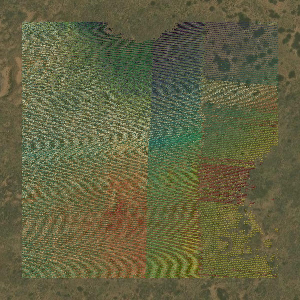 This image shows a LiDAR point cloud in Chaves County created using GIS data in Equator.
