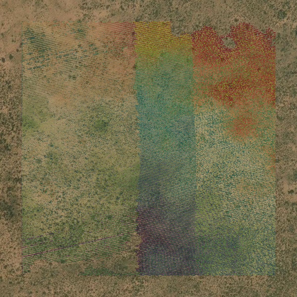 This image shows a LiDAR point cloud in Chaves County created using GIS data in Equator.