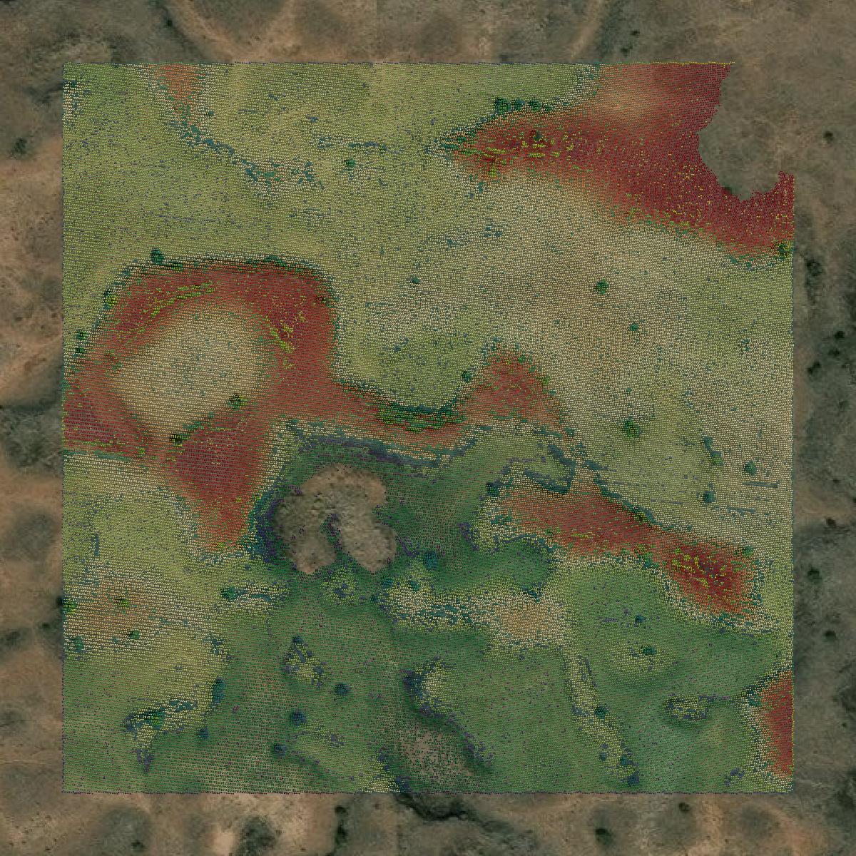 This image shows a LiDAR point cloud in Cibola County created using GIS data in Equator.