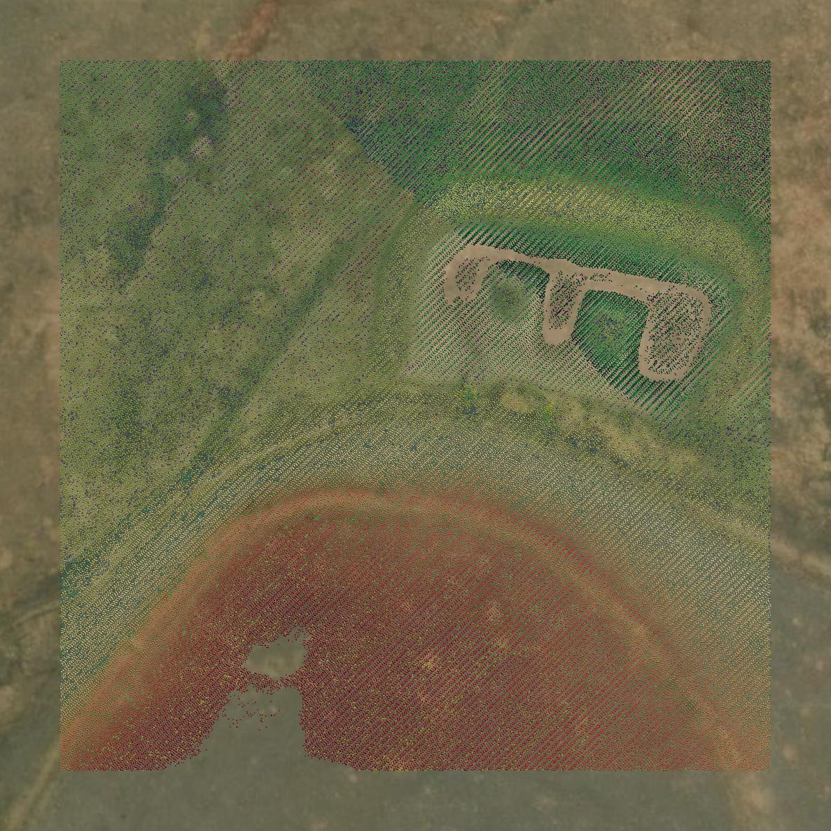 This image shows a LiDAR point cloud in Colfax County created using GIS data in Equator.