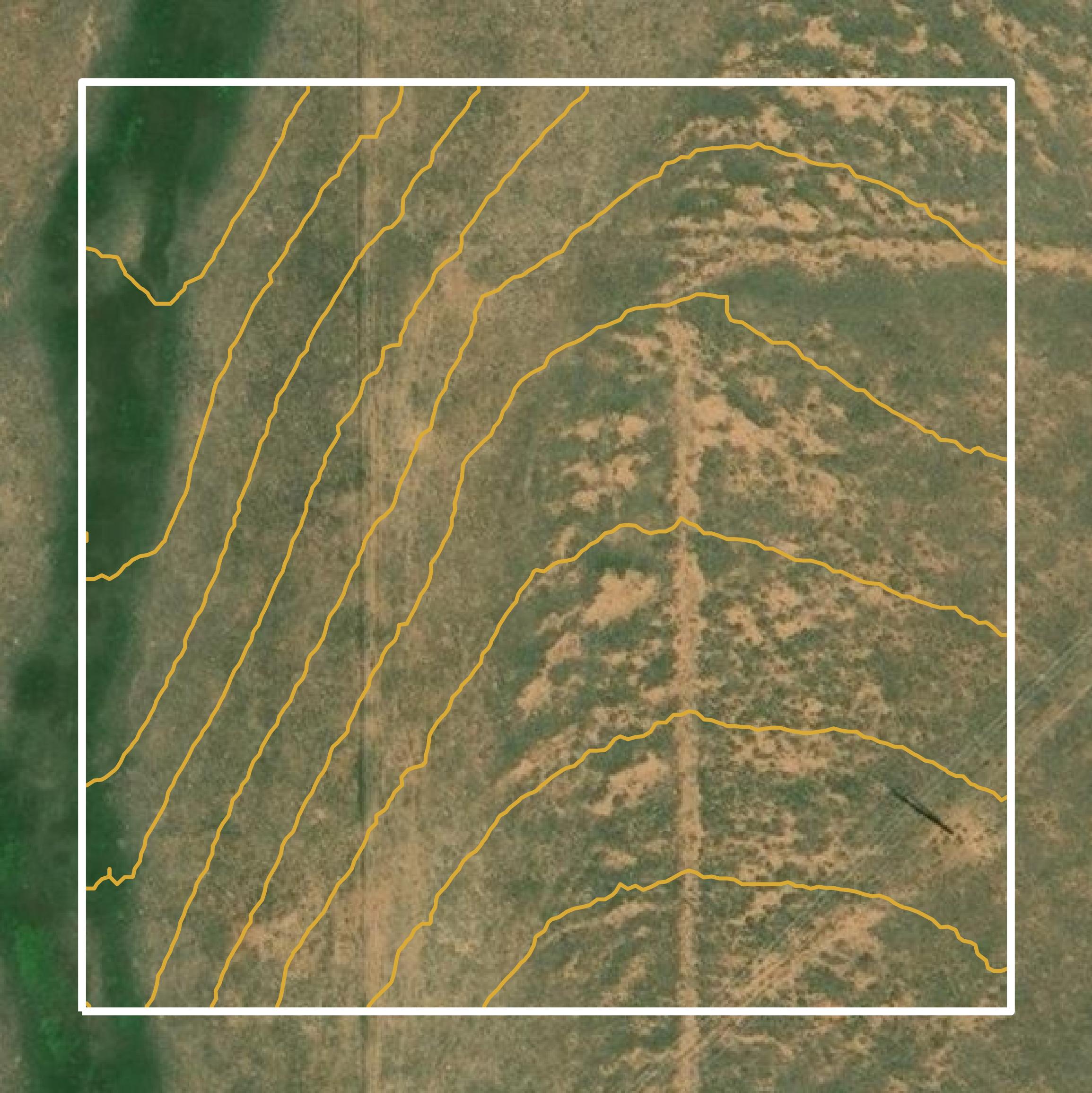 This image shows a contour map in Curry County created using GIS data in Equator.