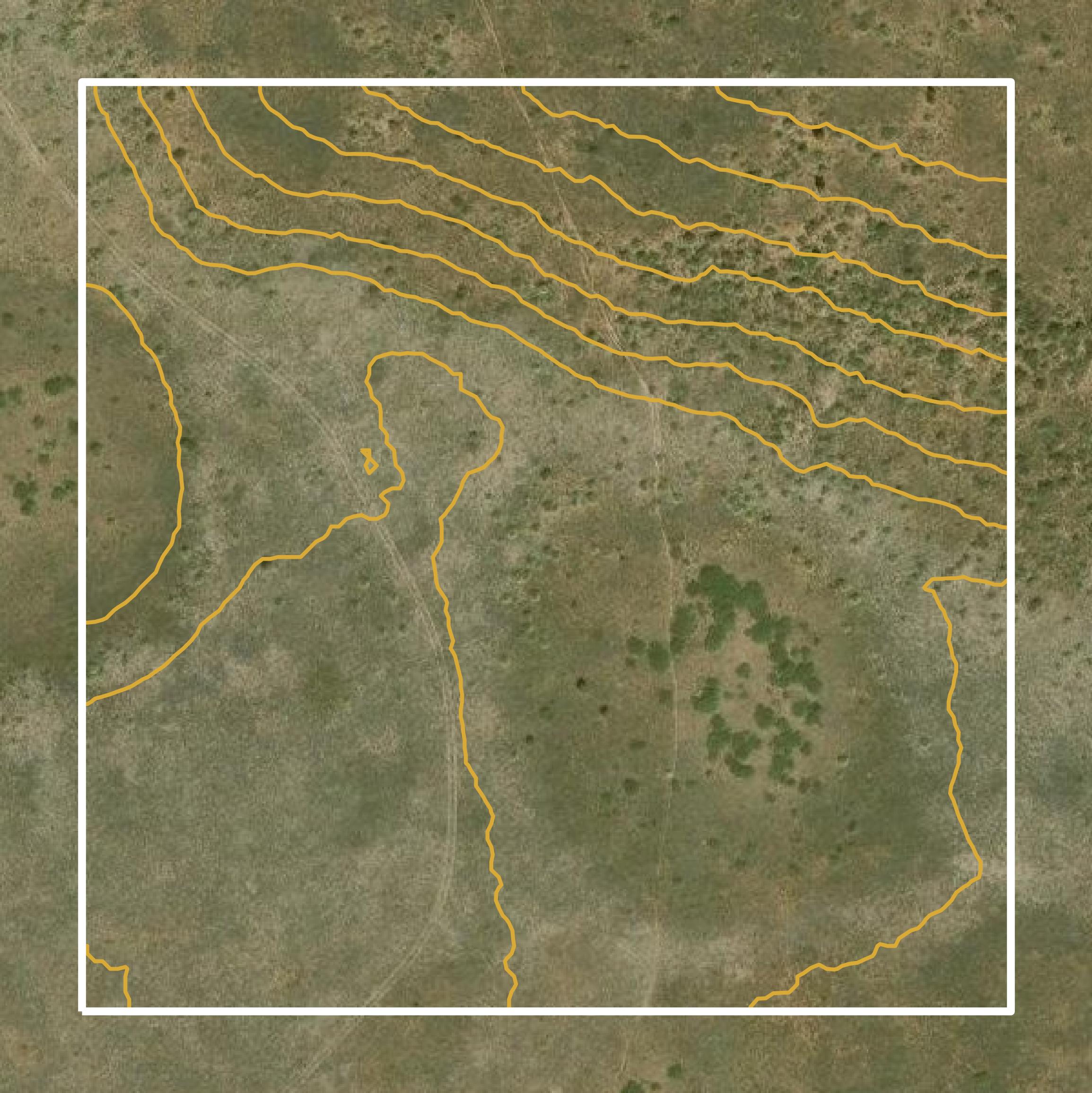 This image shows a contour map in De Baca County created using GIS data in Equator.