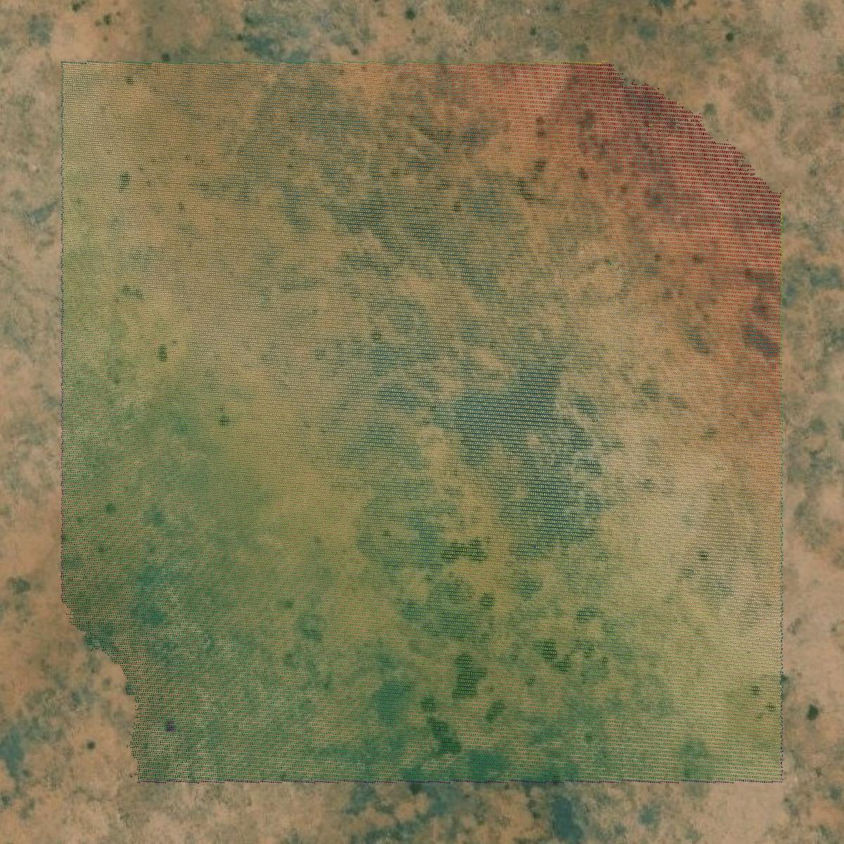 This image shows a LiDAR point cloud in De Baca County created using GIS data in Equator.