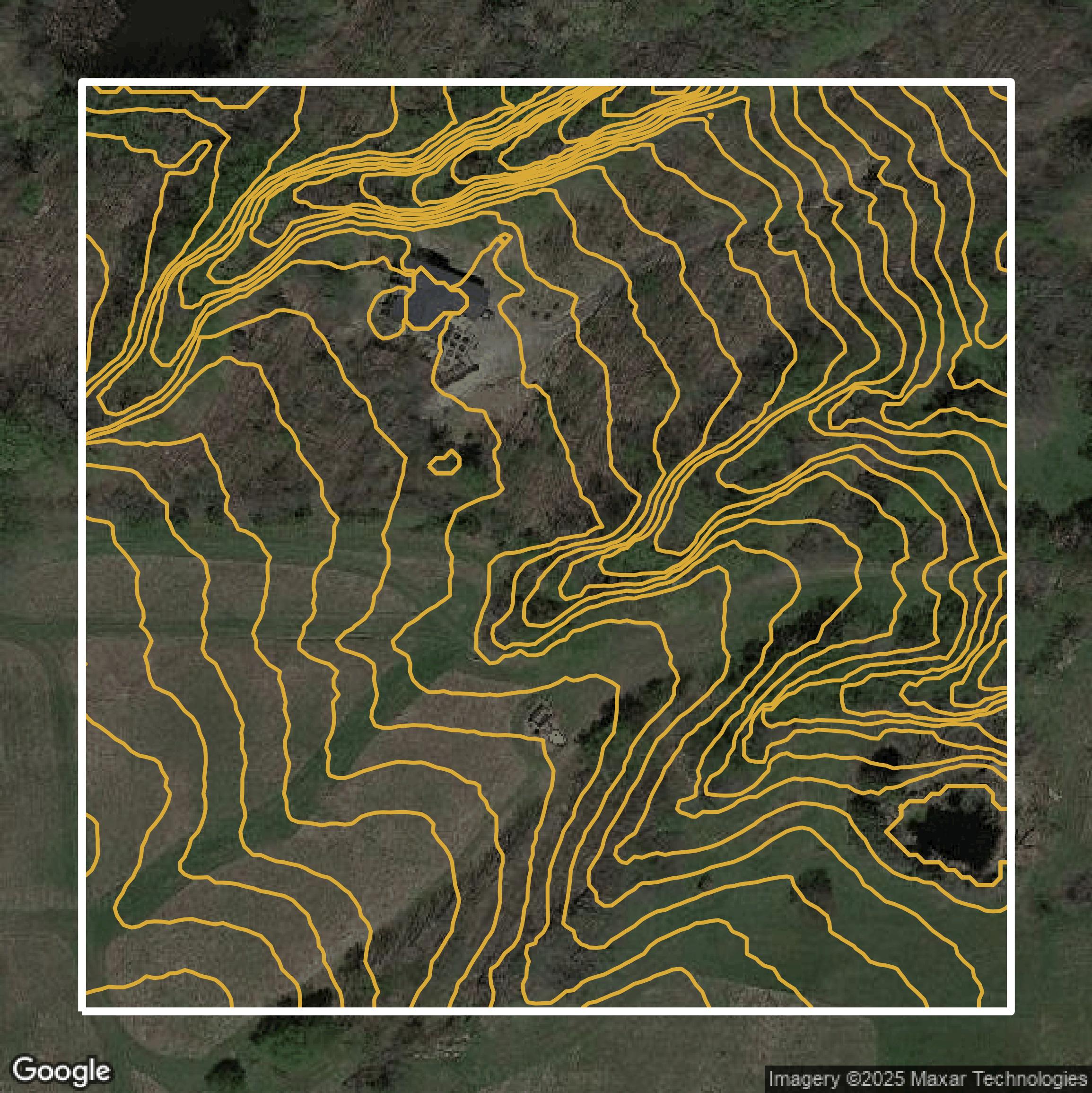 This image shows a contour map in Erie County created using GIS data in Equator.