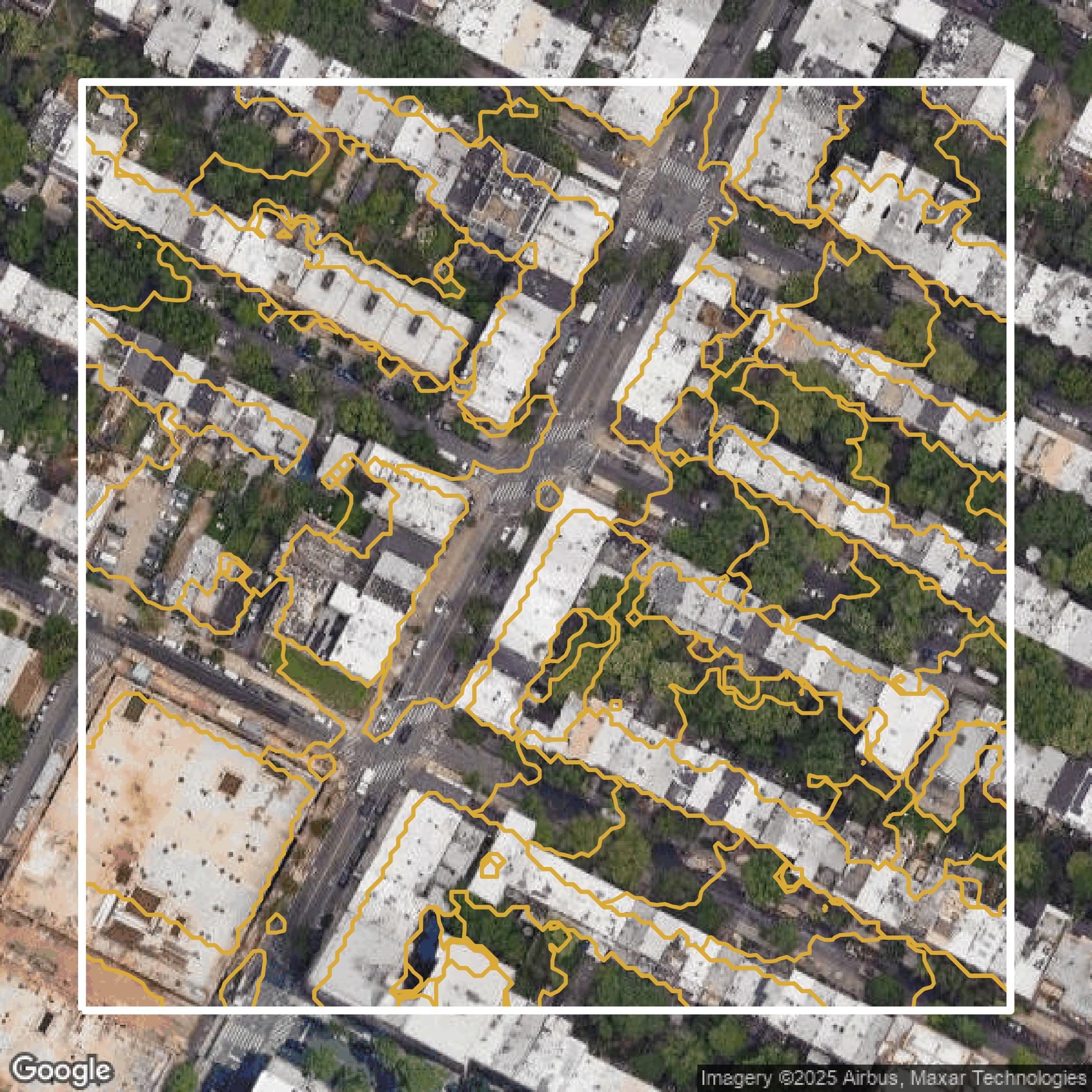This image shows a contour map in Kings County created using GIS data in Equator.