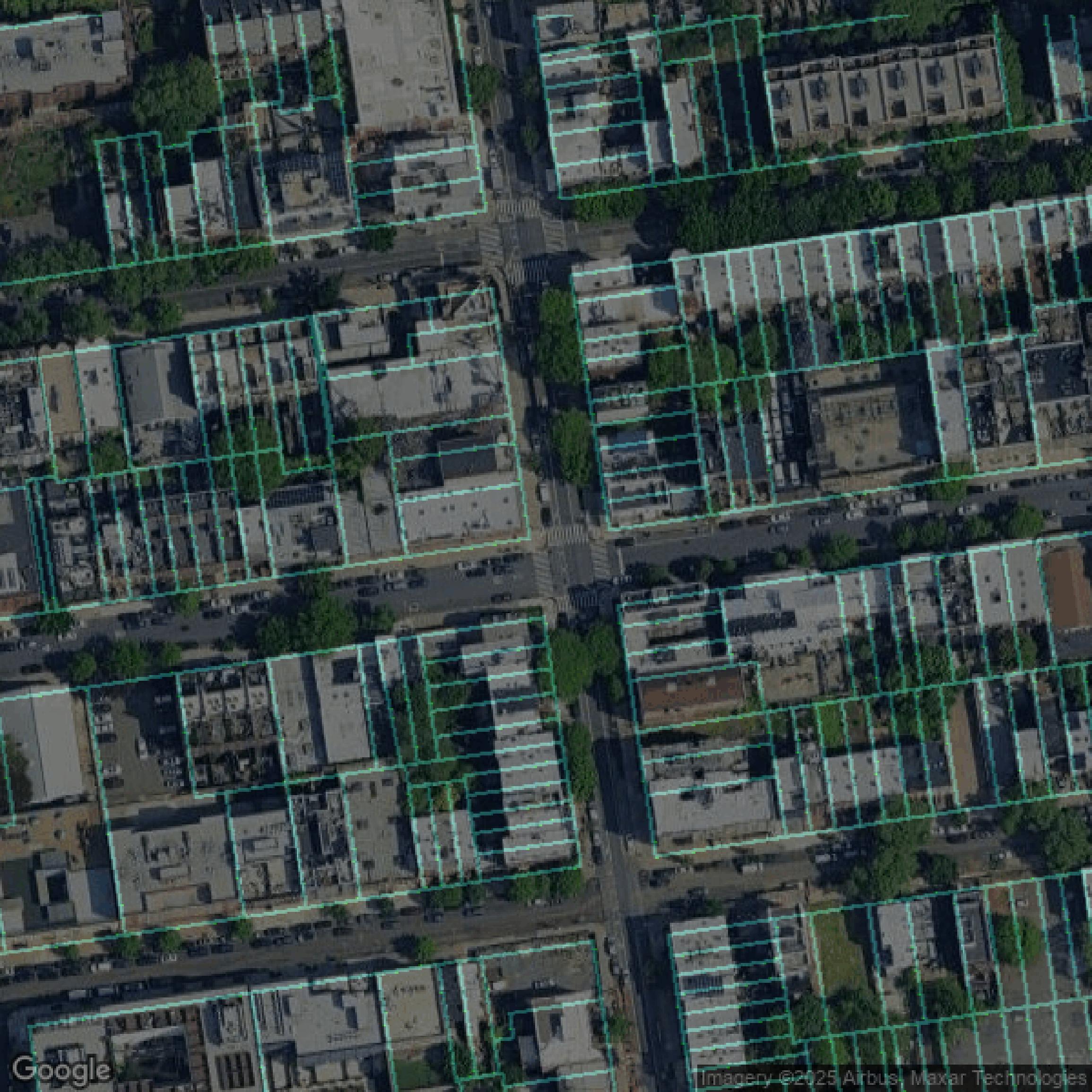 This image shows parcel and building data in Kings County created using GIS data in Equator.