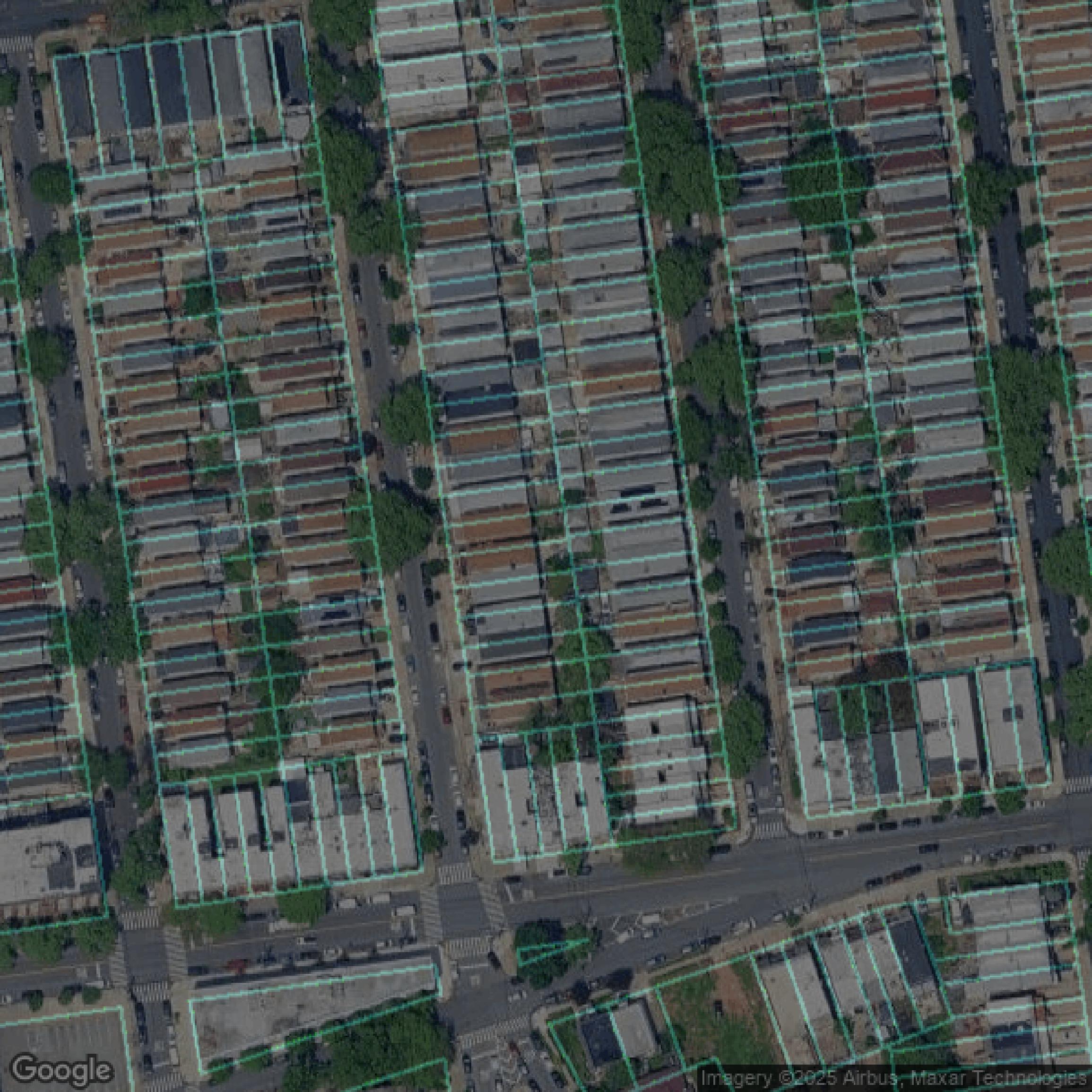 This image shows parcel and building data in Kings County created using GIS data in Equator.
