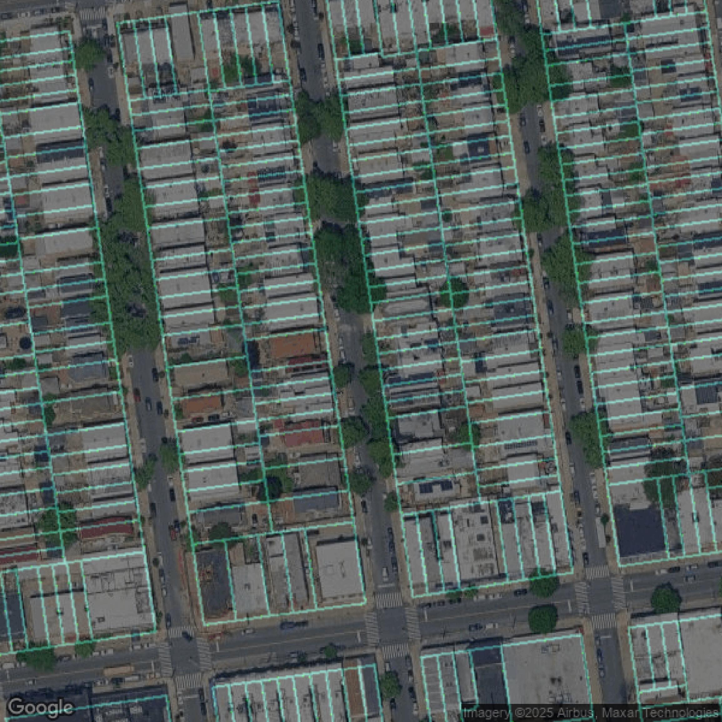 This image shows parcel and building data in Kings County created using GIS data in Equator.