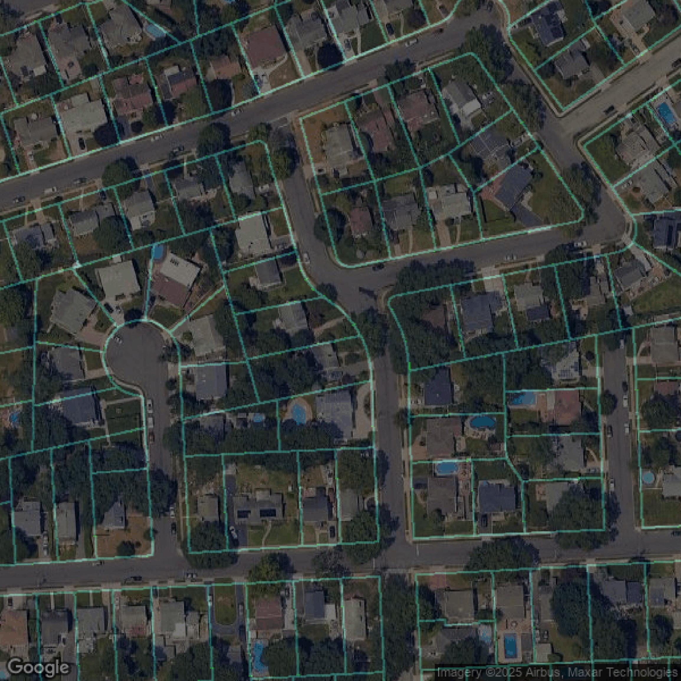 This image shows parcel data in Nassau County created using GIS data in Equator.