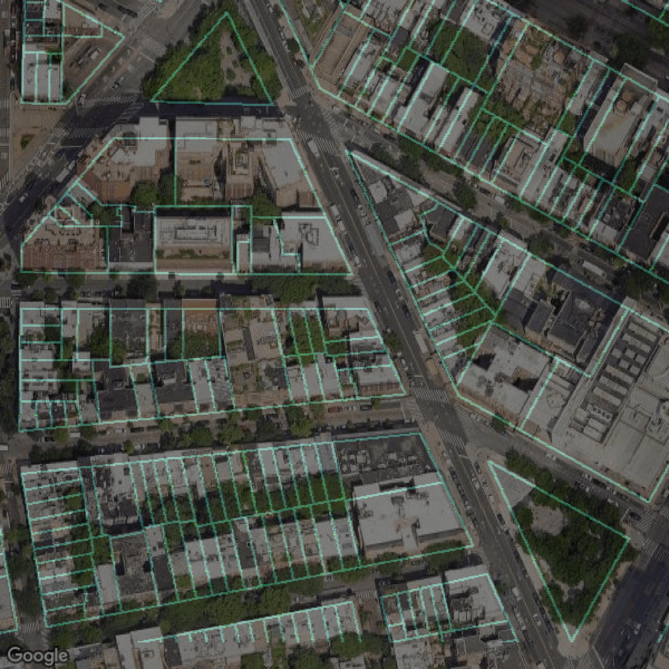 This image shows parcel data in New York County created using GIS data in Equator.