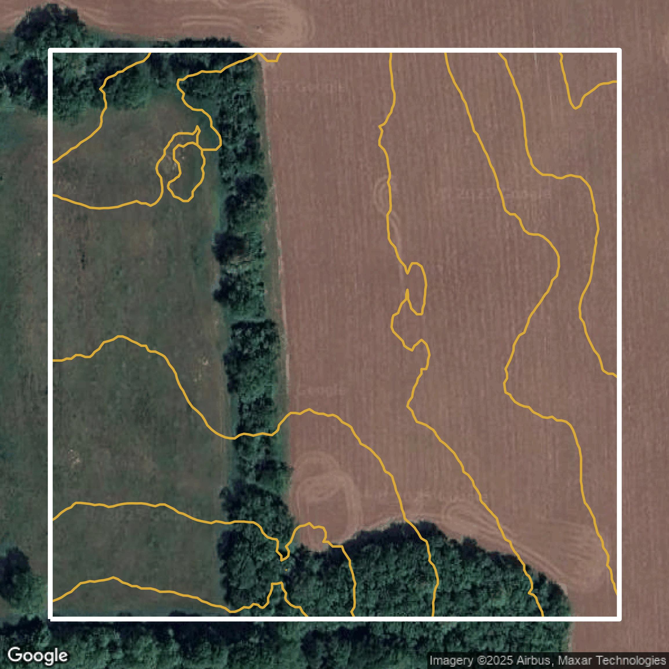 This image shows a contour map in Onondaga County created using GIS data in Equator.