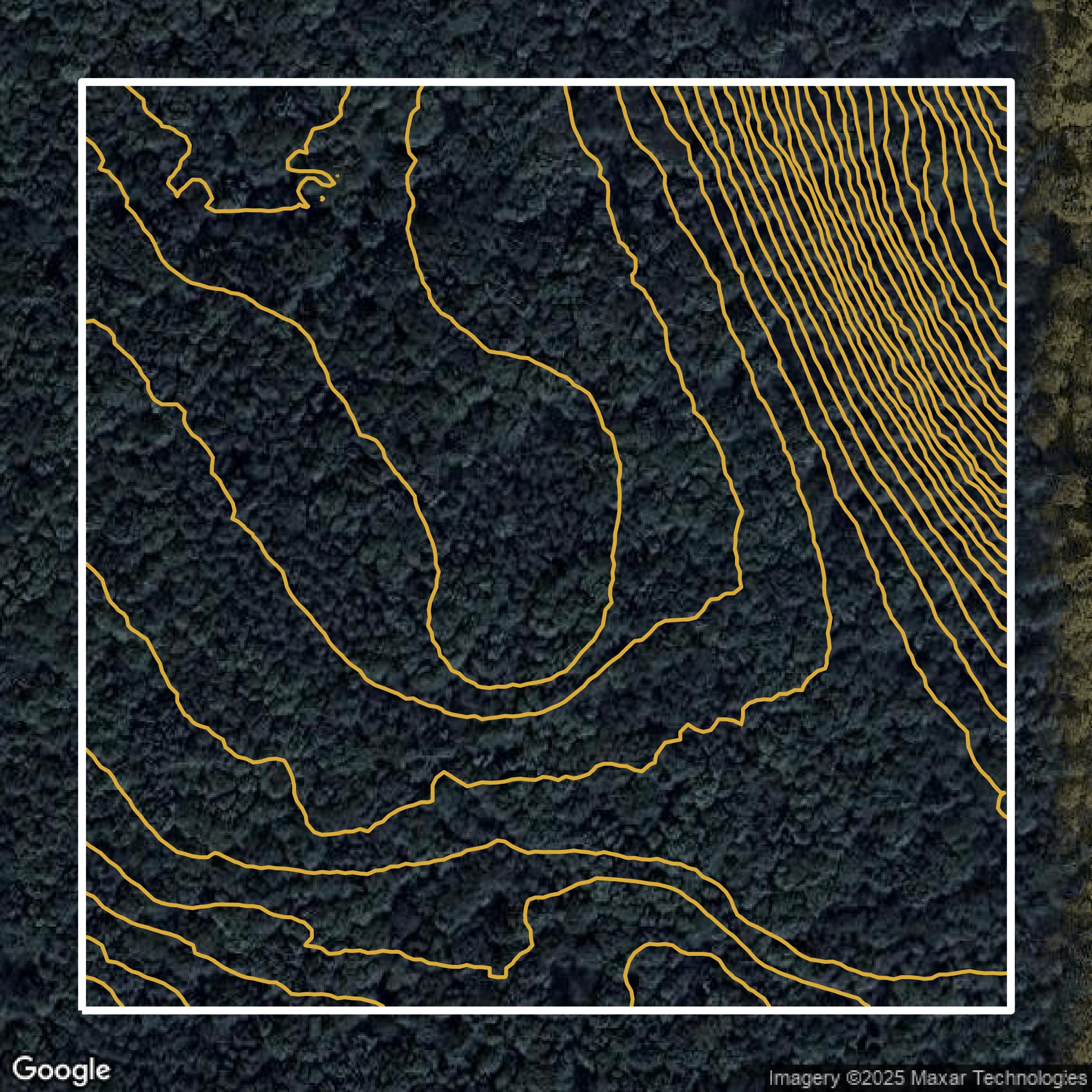 This image shows a contour map in Onondaga County created using GIS data in Equator.