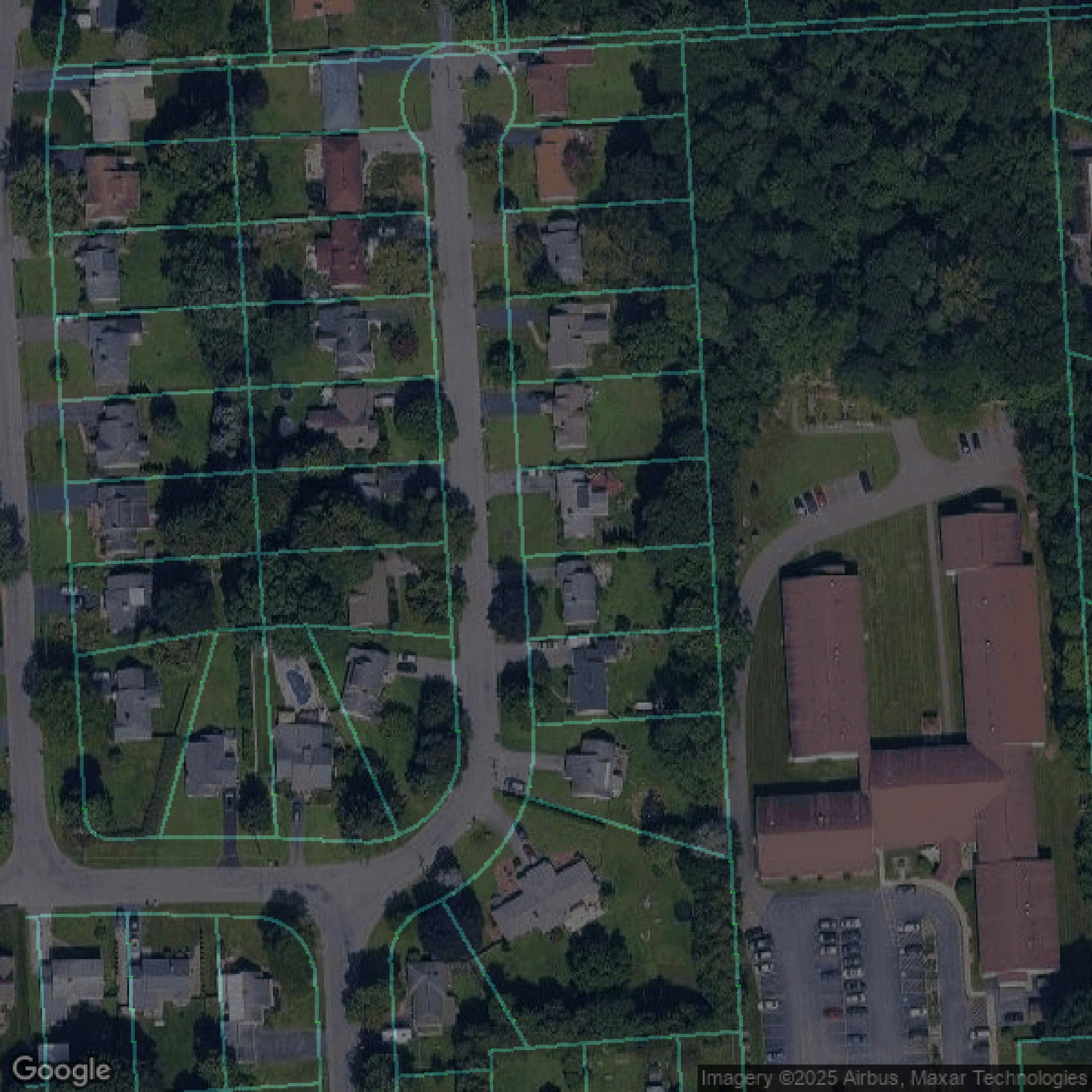 This image shows parcel data in Onondaga County created using GIS data in Equator.