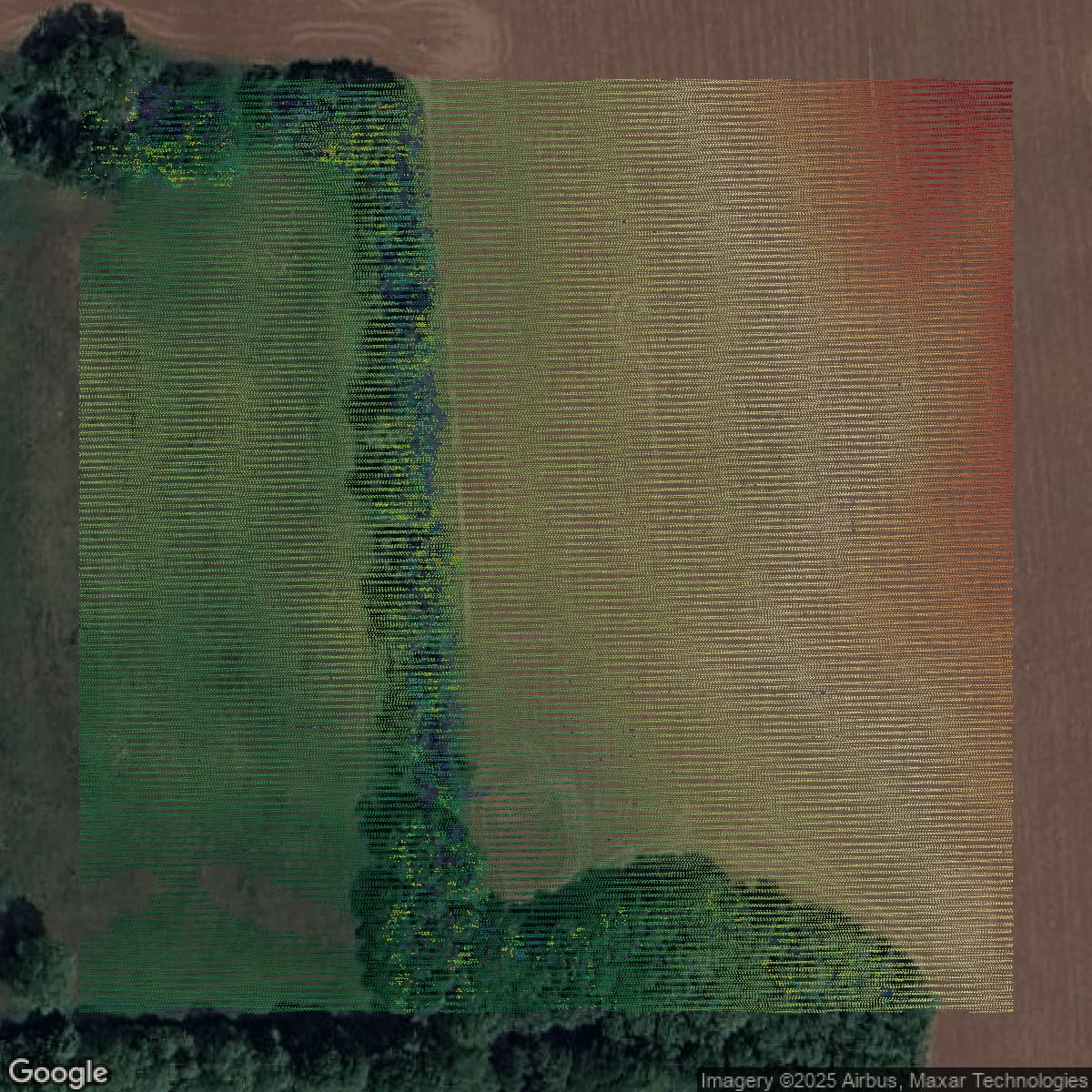 This image shows a LiDAR point cloud in Onondaga County created using GIS data in Equator.