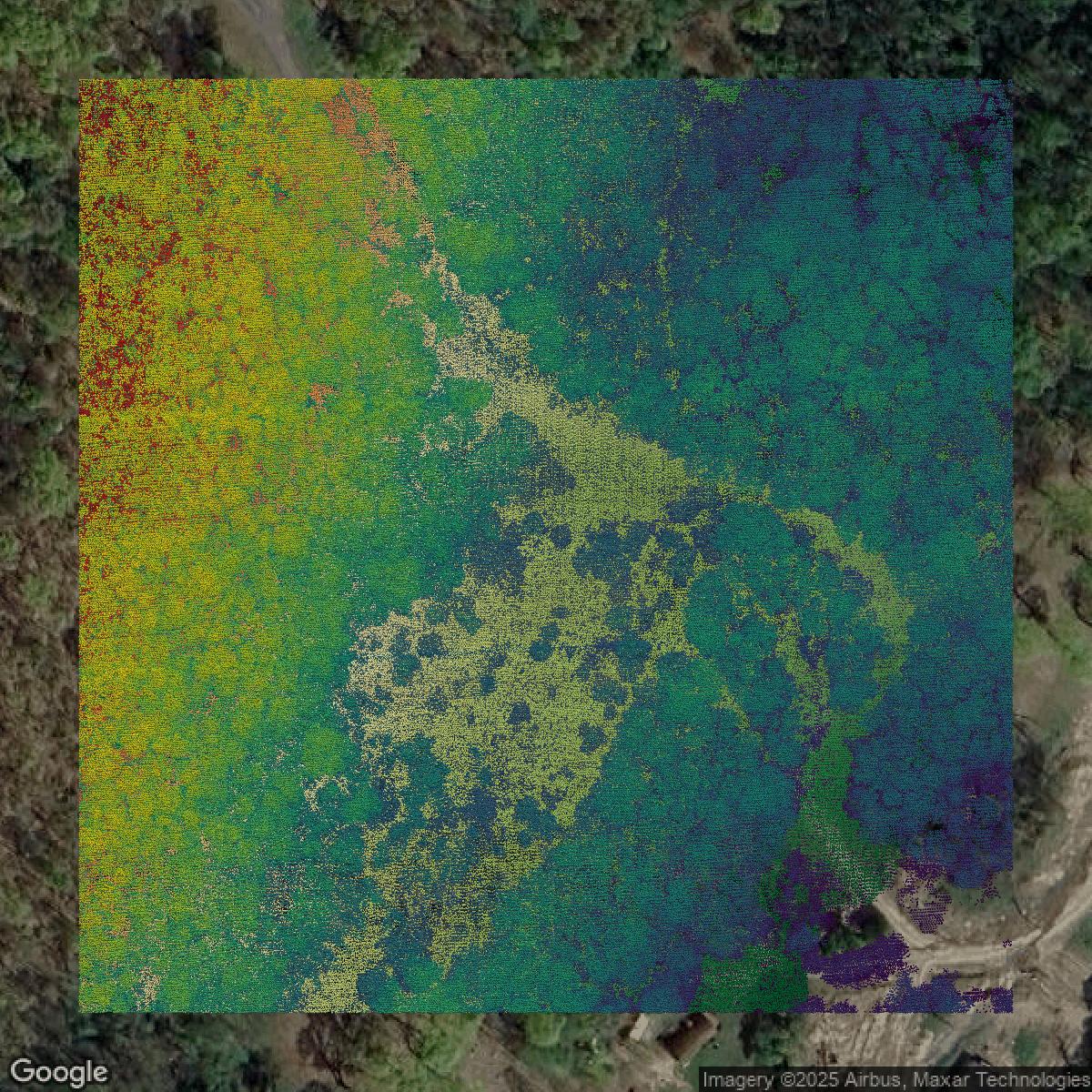 This image shows a LiDAR point cloud in Orange County created using GIS data in Equator.