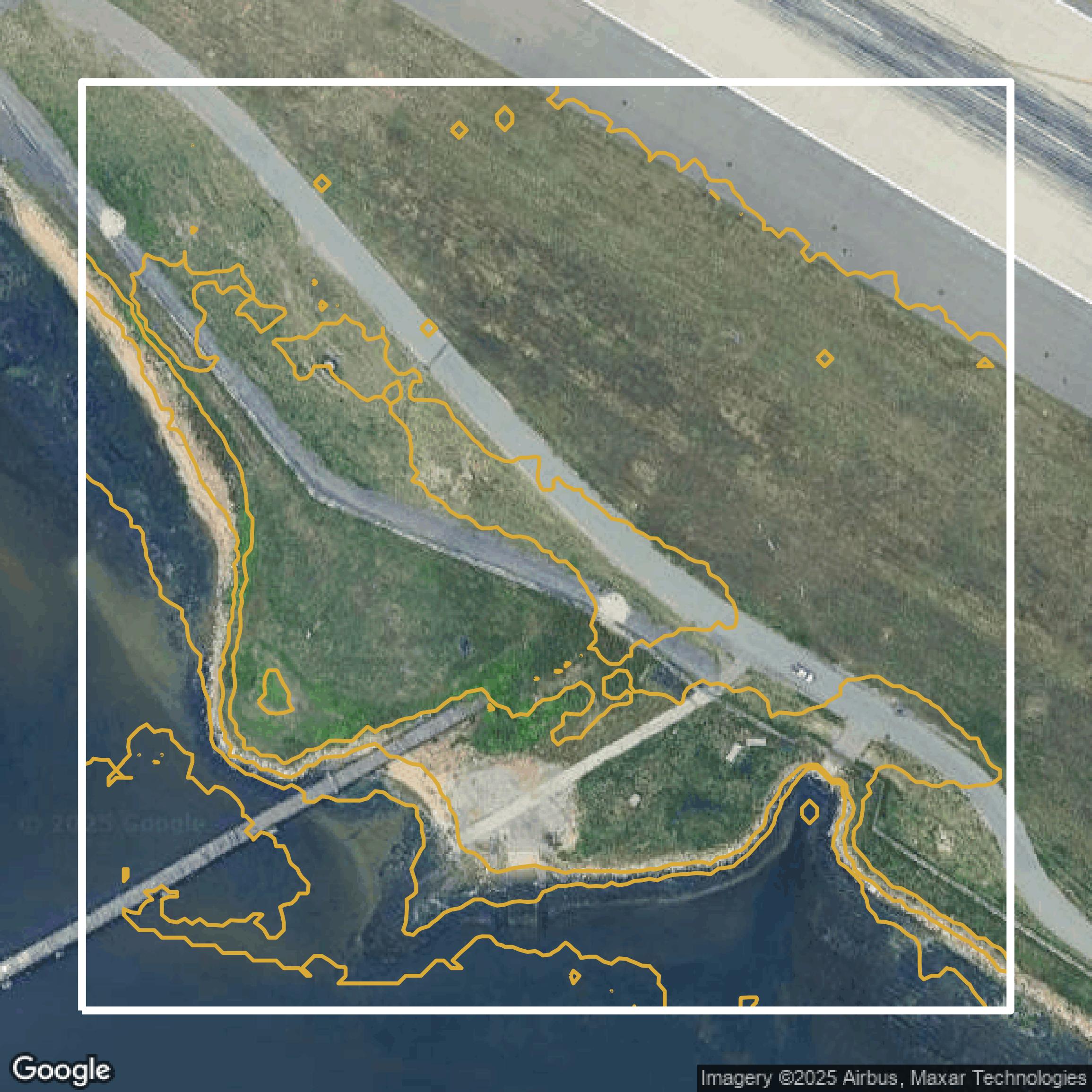 This image shows a contour map in Queens County created using GIS data in Equator.