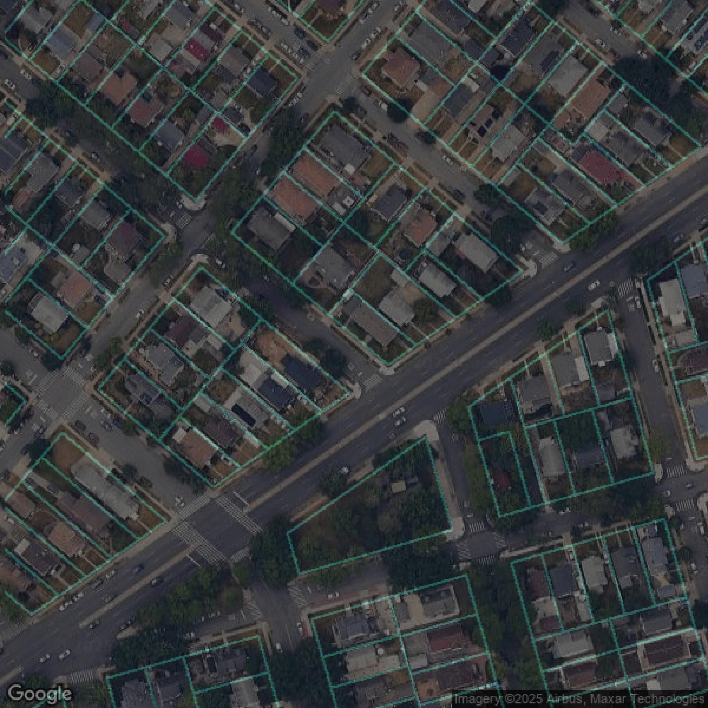 This image shows parcel data in Queens County created using GIS data in Equator.