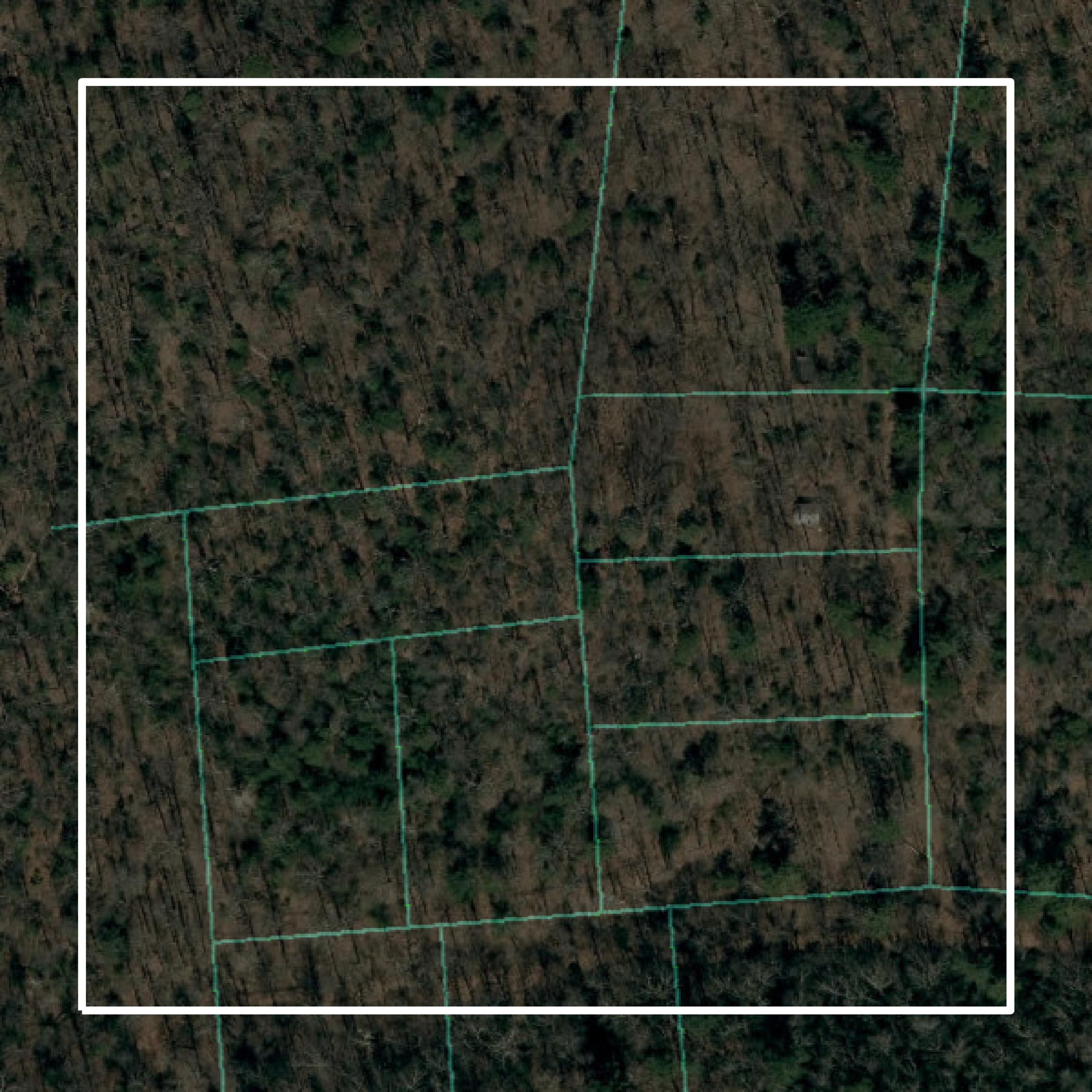 This image shows parcel and building data in Bladen County created using GIS data in Equator.