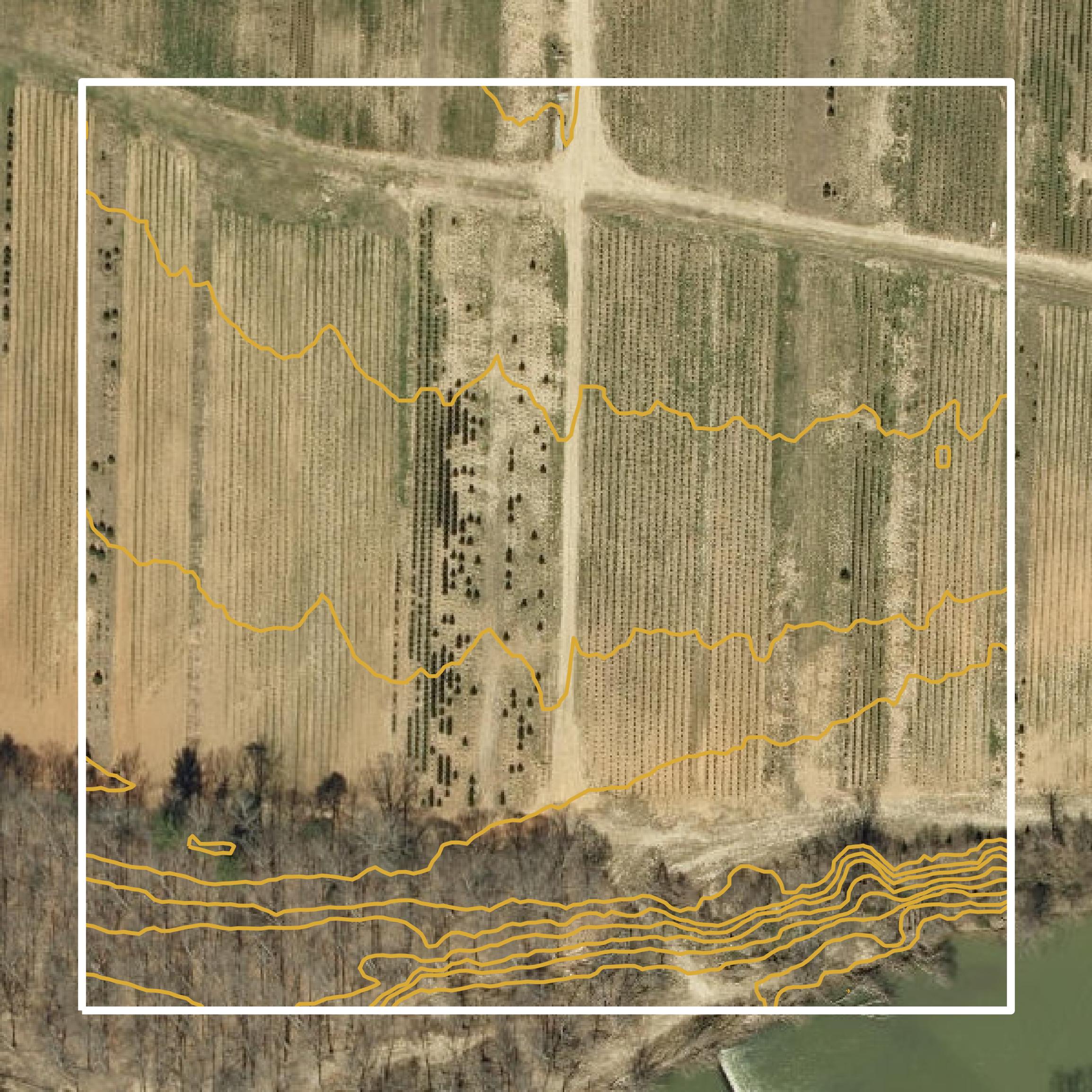 This image shows a contour map in Burke County created using GIS data in Equator.