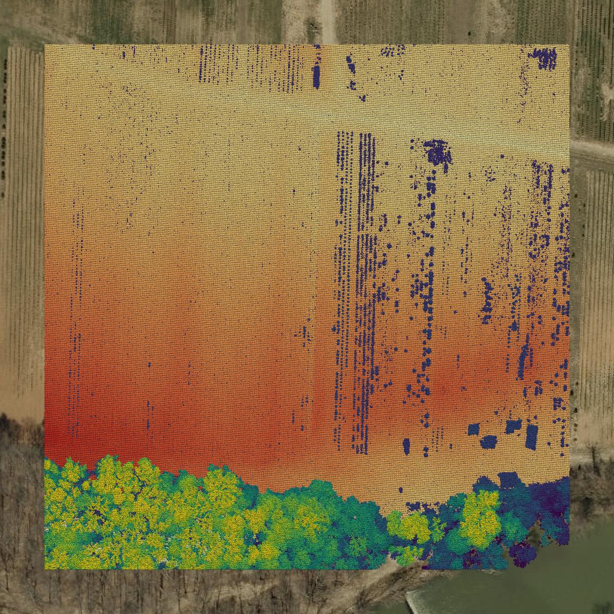 This image shows a LiDAR point cloud in Burke County created using GIS data in Equator.