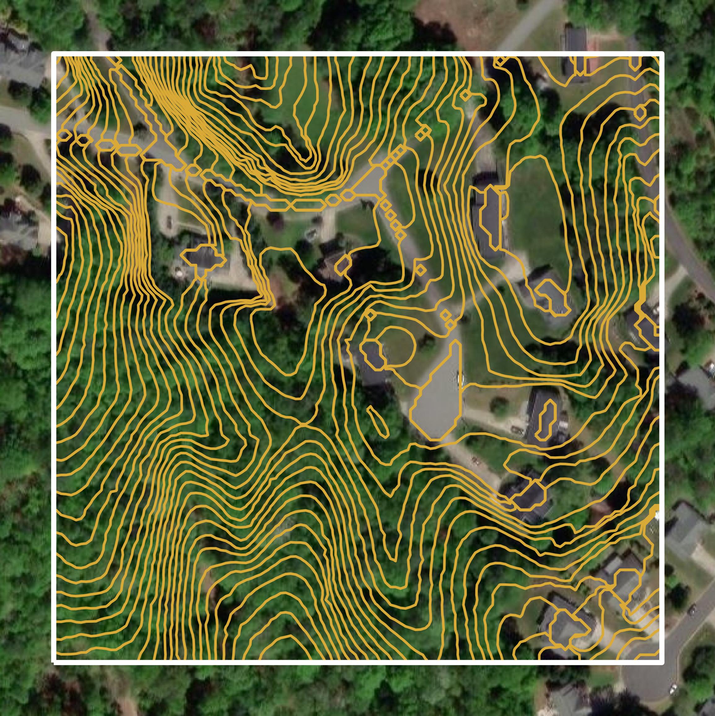 This image shows a contour map in Caldwell County created using GIS data in Equator.