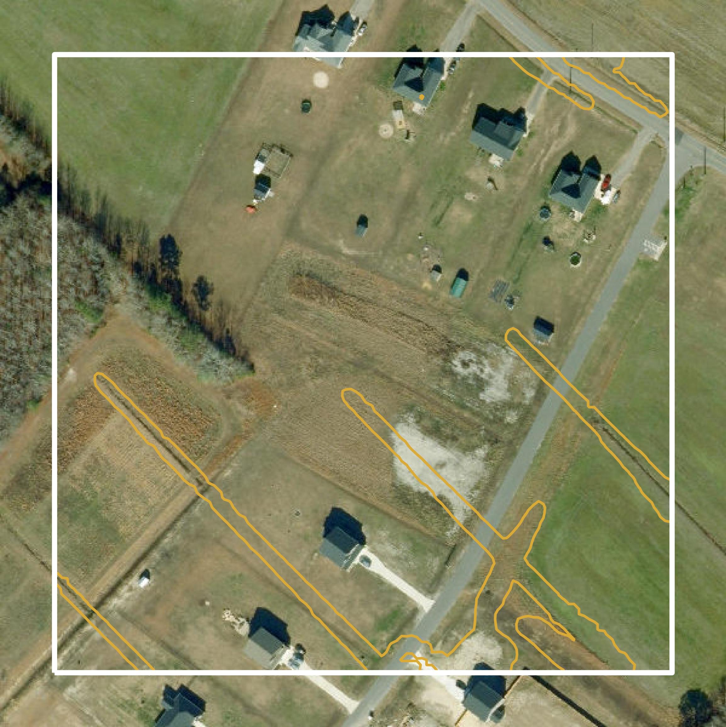 This image shows a contour map in Camden County created using GIS data in Equator.