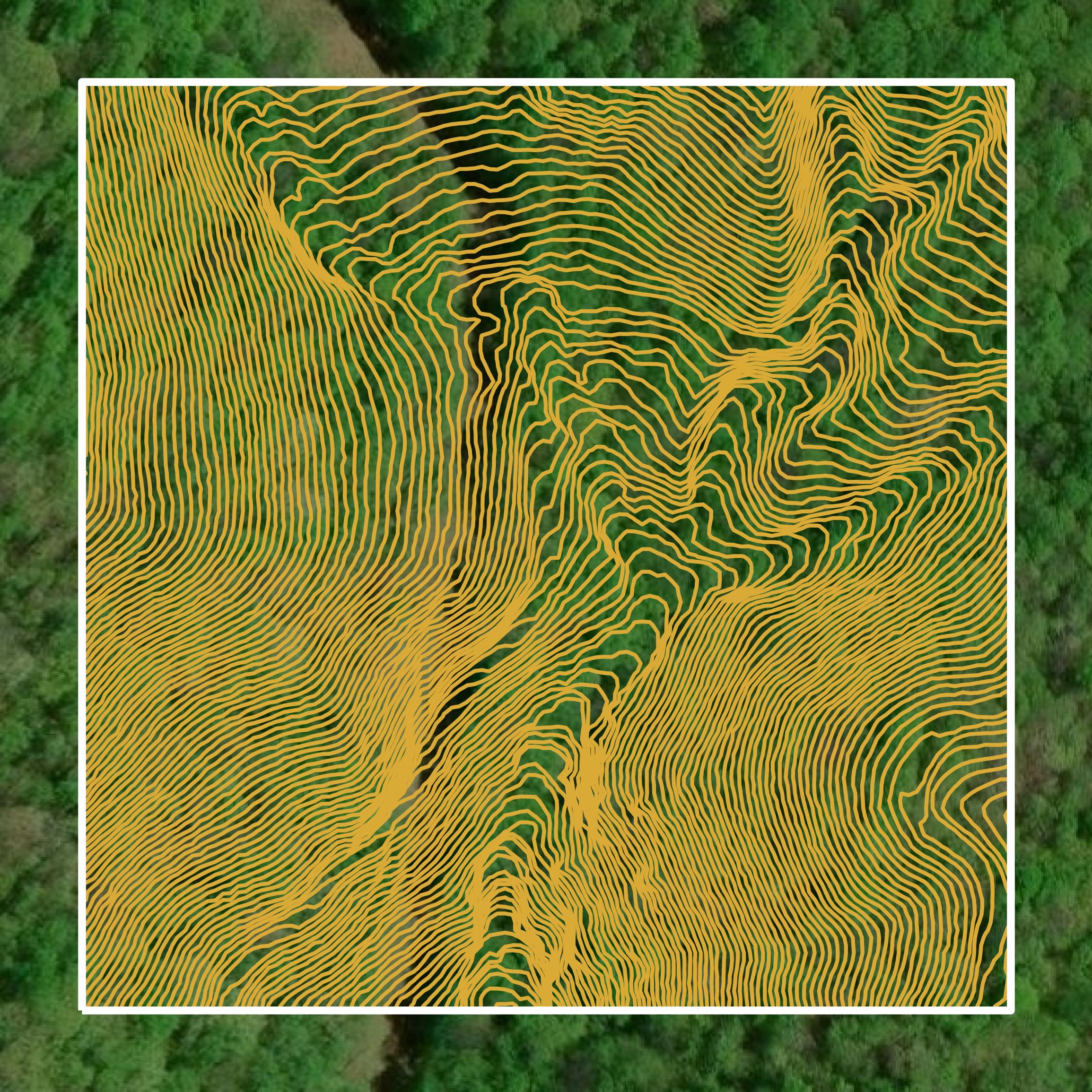 This image shows a contour map in Clay County created using GIS data in Equator.