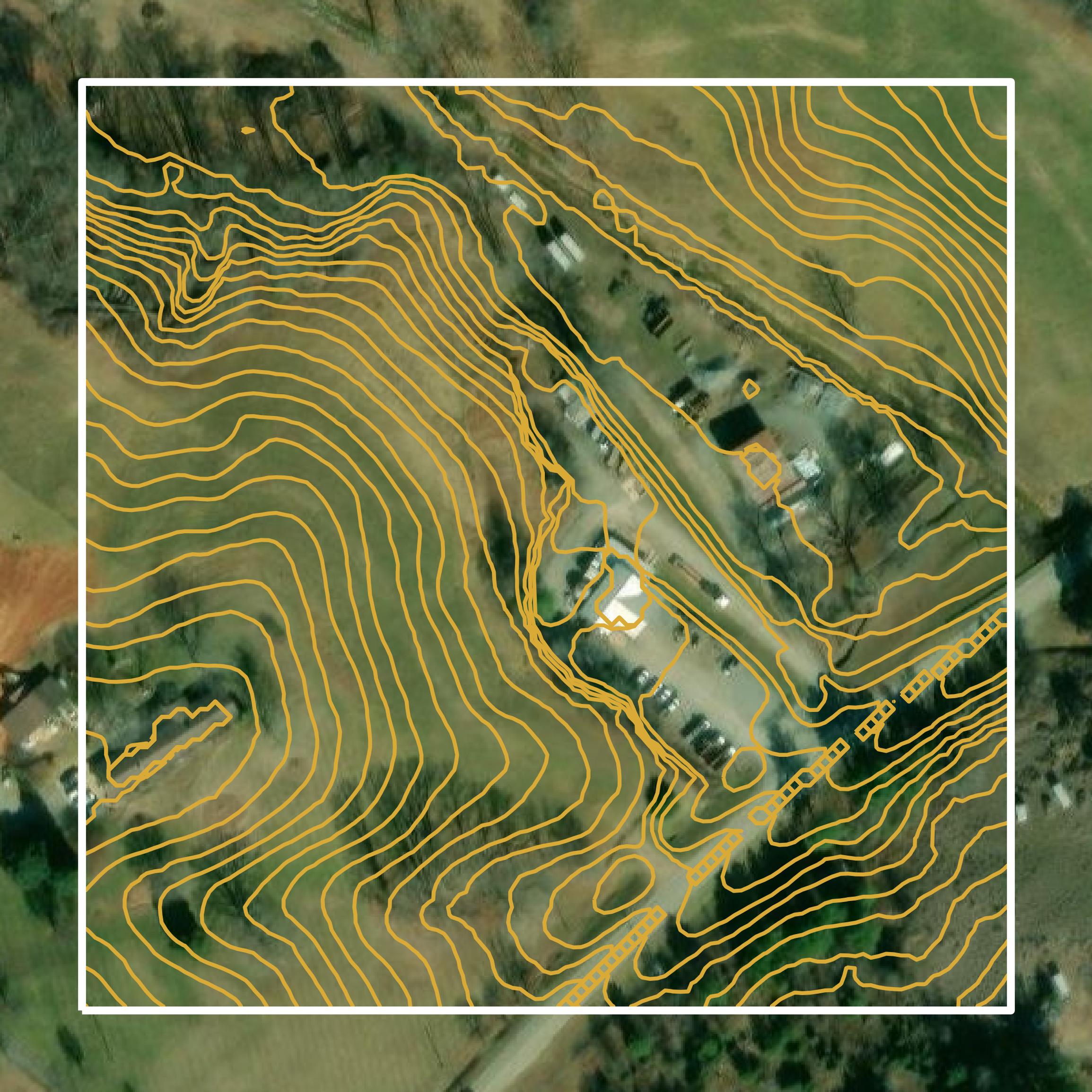 This image shows a contour map in Cleveland County created using GIS data in Equator.