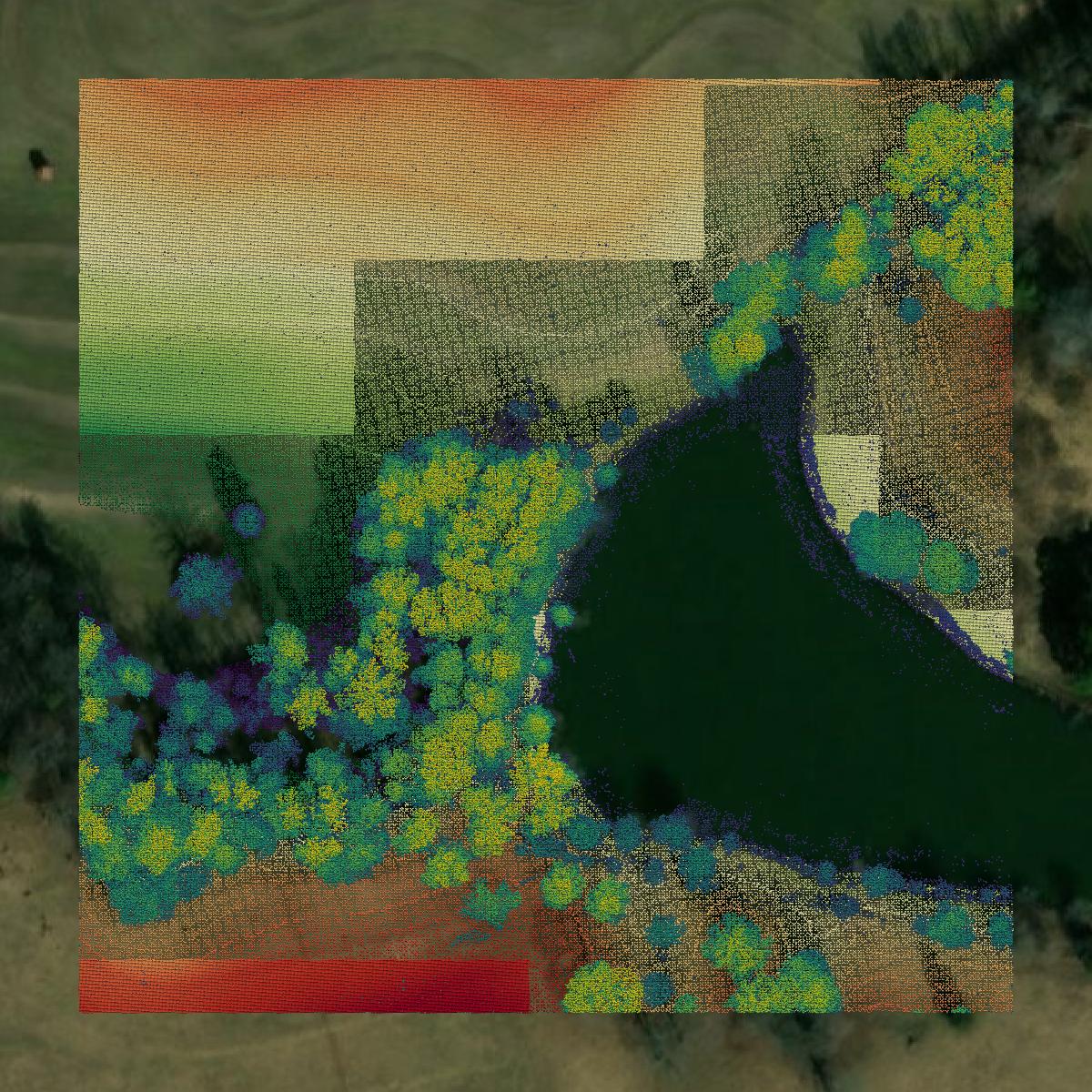 This image shows a LiDAR point cloud in Cleveland County created using GIS data in Equator.