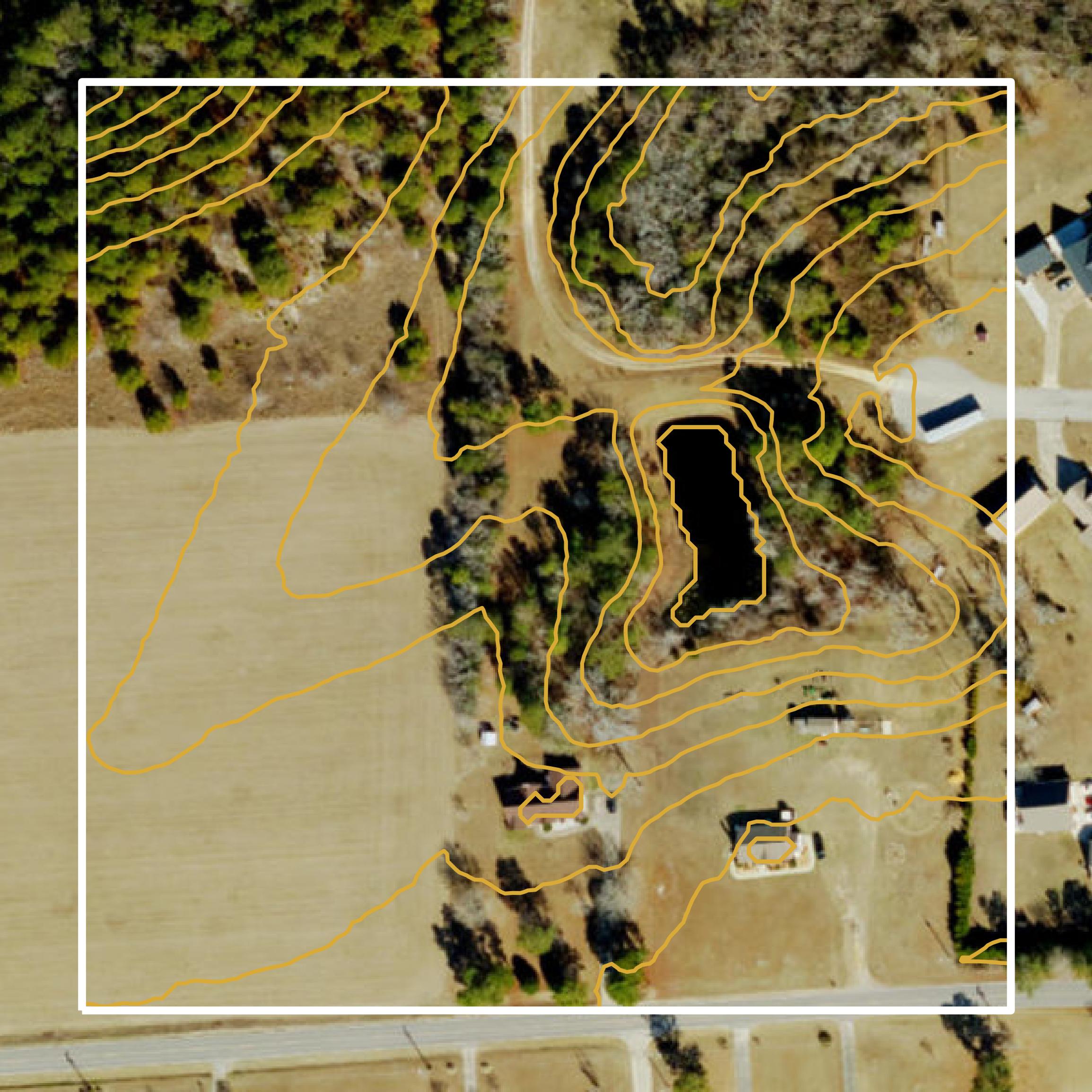 This image shows a contour map in Cumberland County created using GIS data in Equator.